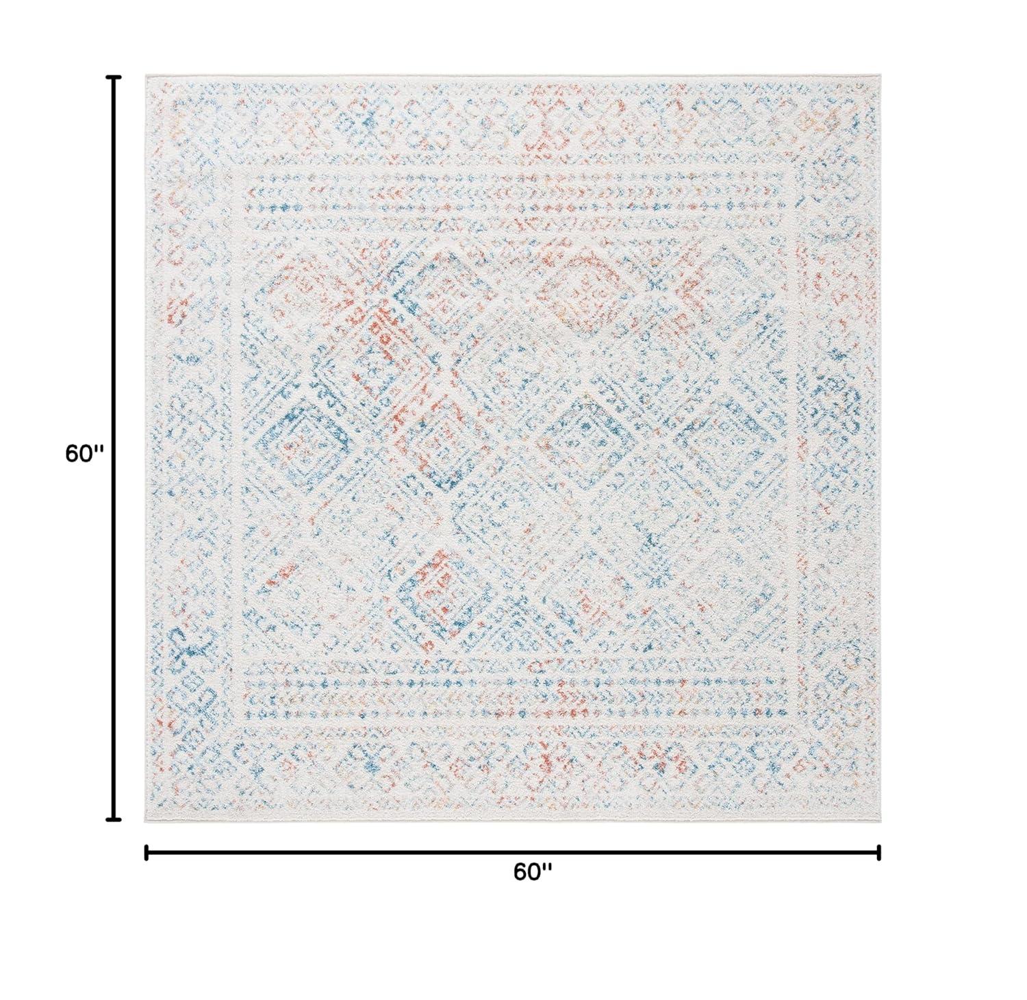 Tulum TUL264 Power Loomed Area Rug - Ivory/Terracotta - 5'x5' - Safavieh.