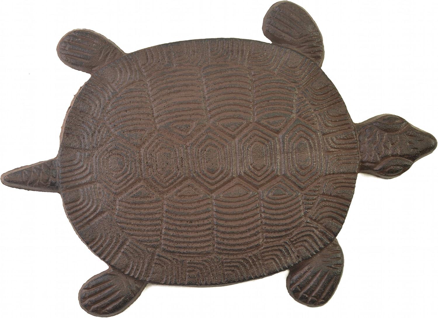 Turtle Stepping Stone Paver Distressed Brown Cast Iron 13" Long