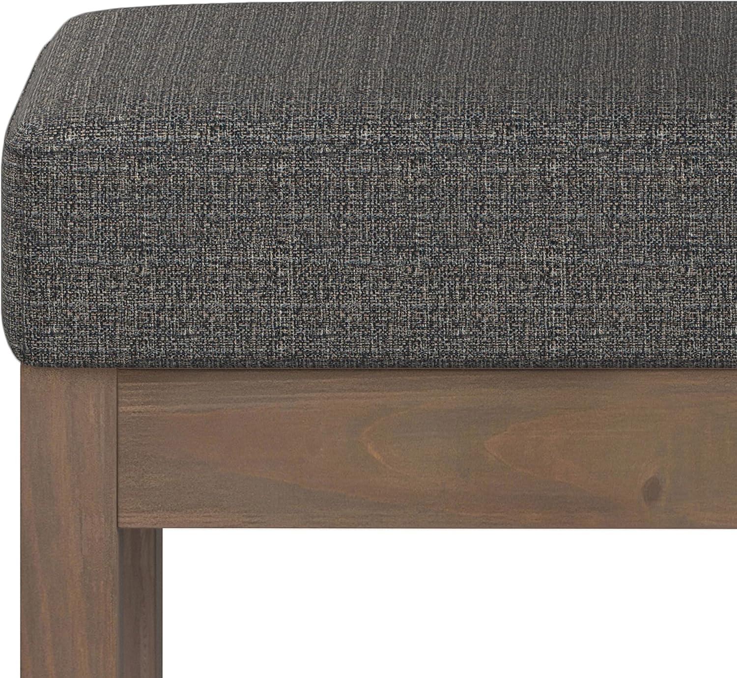 Pemberly Row Solid Wood 26" Wide Small Entryway Mudroom Bench Seat, Upholstered Footrest Hassock for Living Room, Modern Small Ottoman in Dark Gray