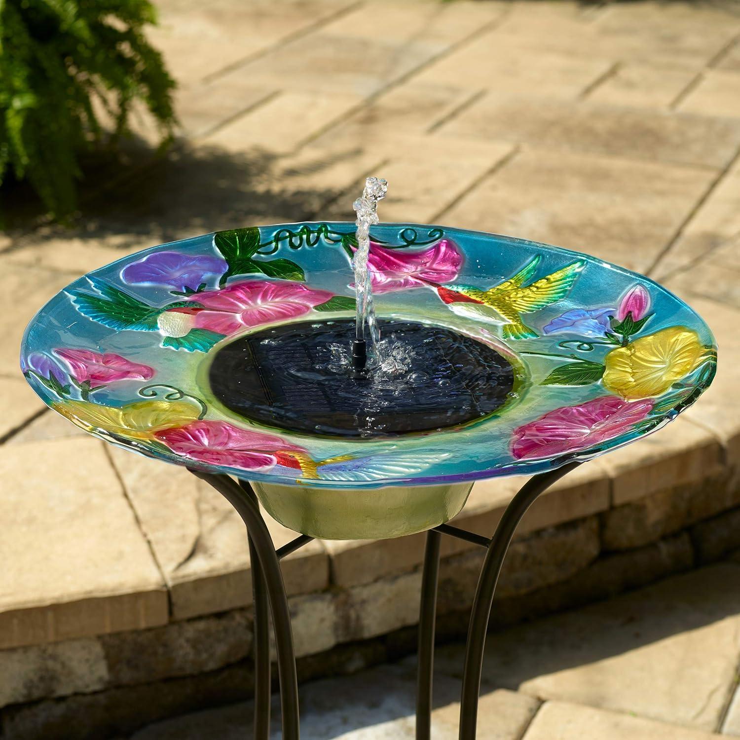 Smart Solar Japanese Koi Glass Solar Birdbath