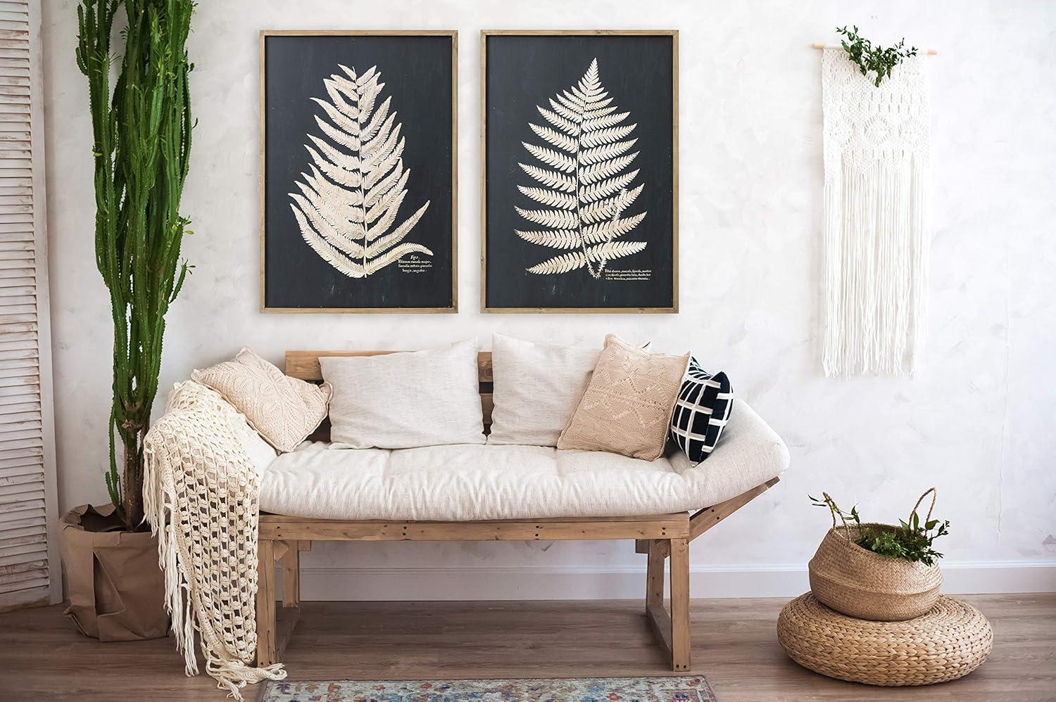 27.5" x 39.3" (Set of 2) Styles Wood Framed Decorative Wall Art with Fern Leaf - Storied Home: Modern Botanical Canvas Prints