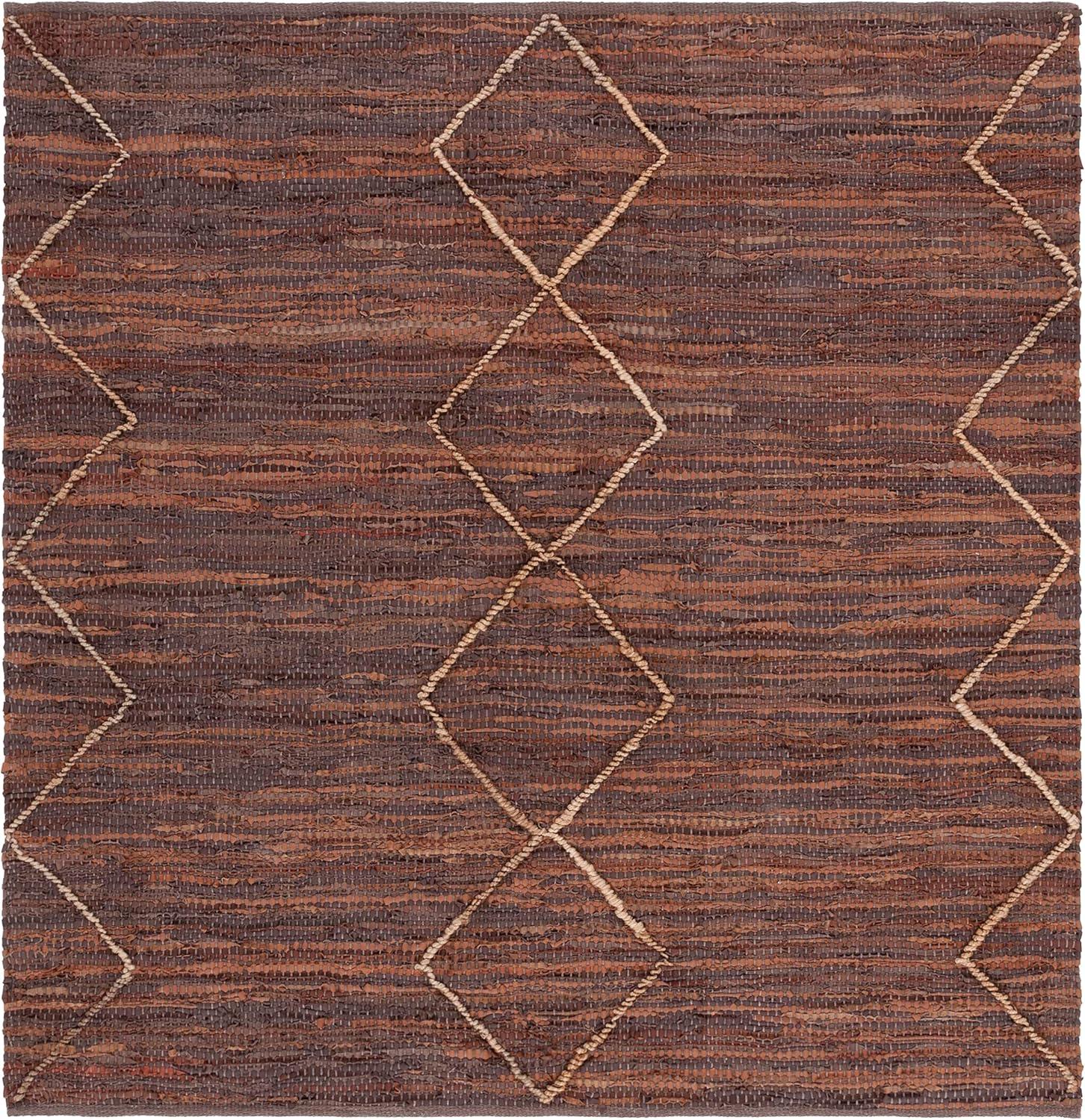 Vintage Leather VTL801 Hand Woven Area Rug - Black/Natural - 6'x6' - Safavieh.