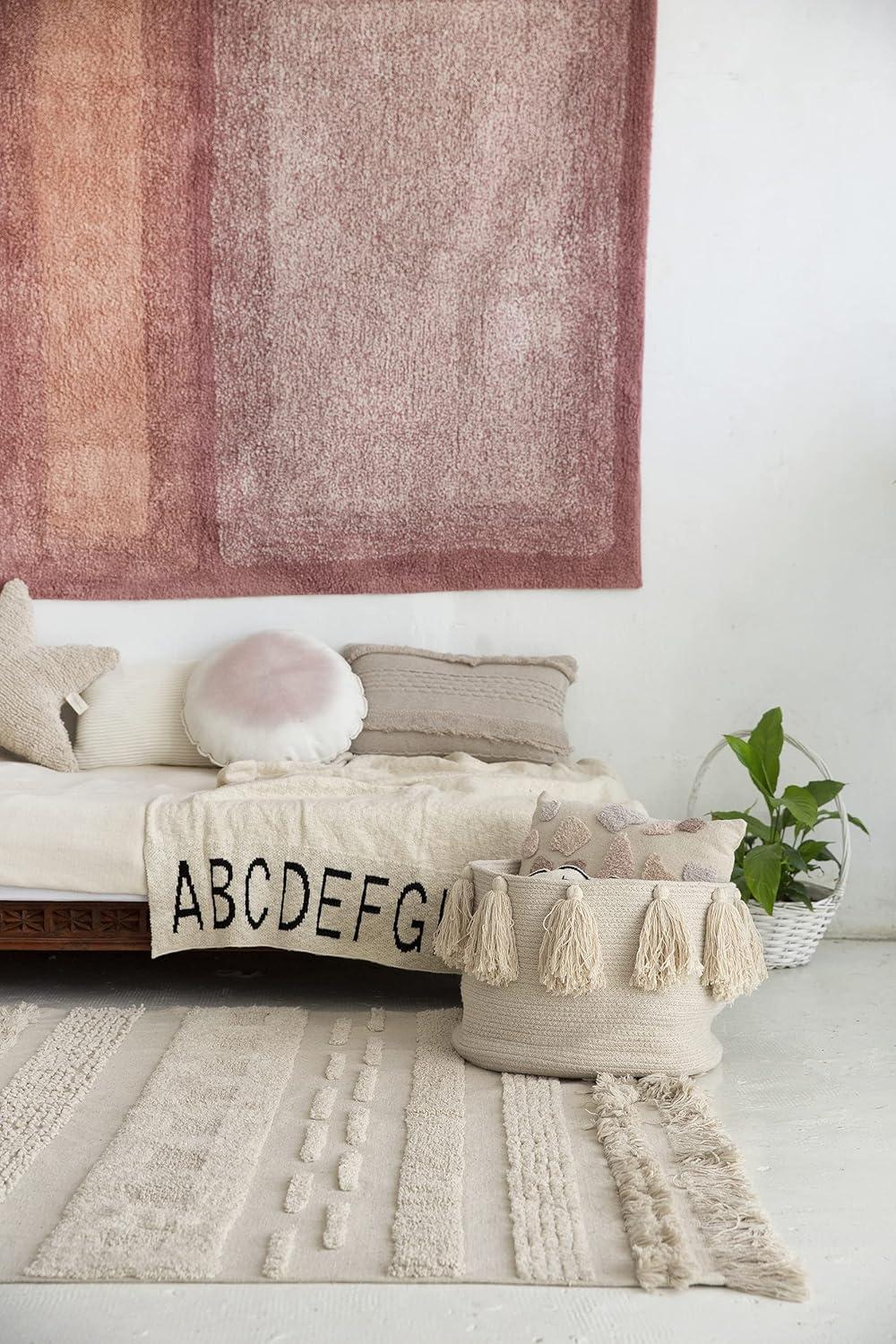 Lorena Canals Solid Color Handmade Tufted Rectangle 5'7" x 8' Cotton Area Rug in Natural