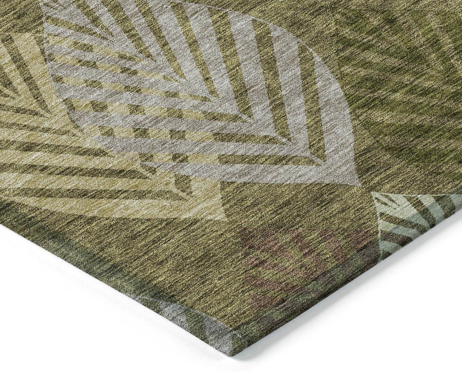 Olive Green Synthetic Flat Woven 10' x 14' Rug