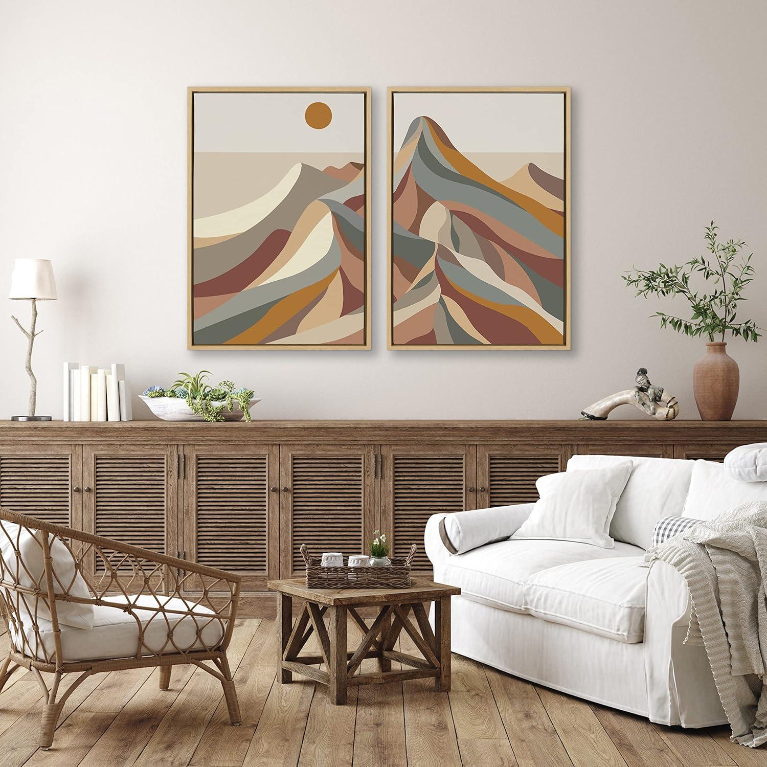 Mid Century Modern Abstract Mountain Landscape Canvas Art Set