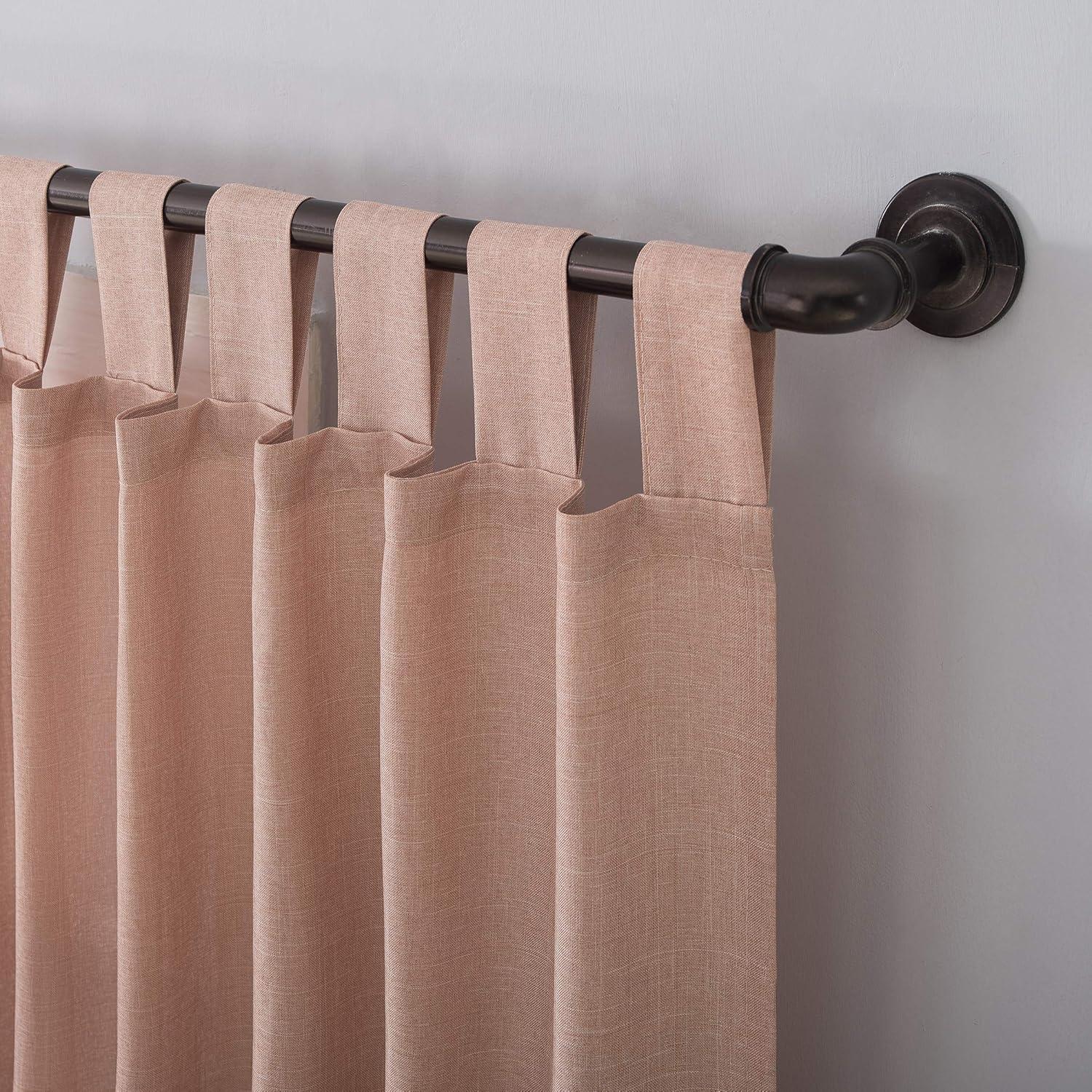 40"x84" No. 918 Light Filtering Semi-Sheer Joshua Heathered Texture Tab Top Curtain Panel Pink: Modern Sheer Curtain