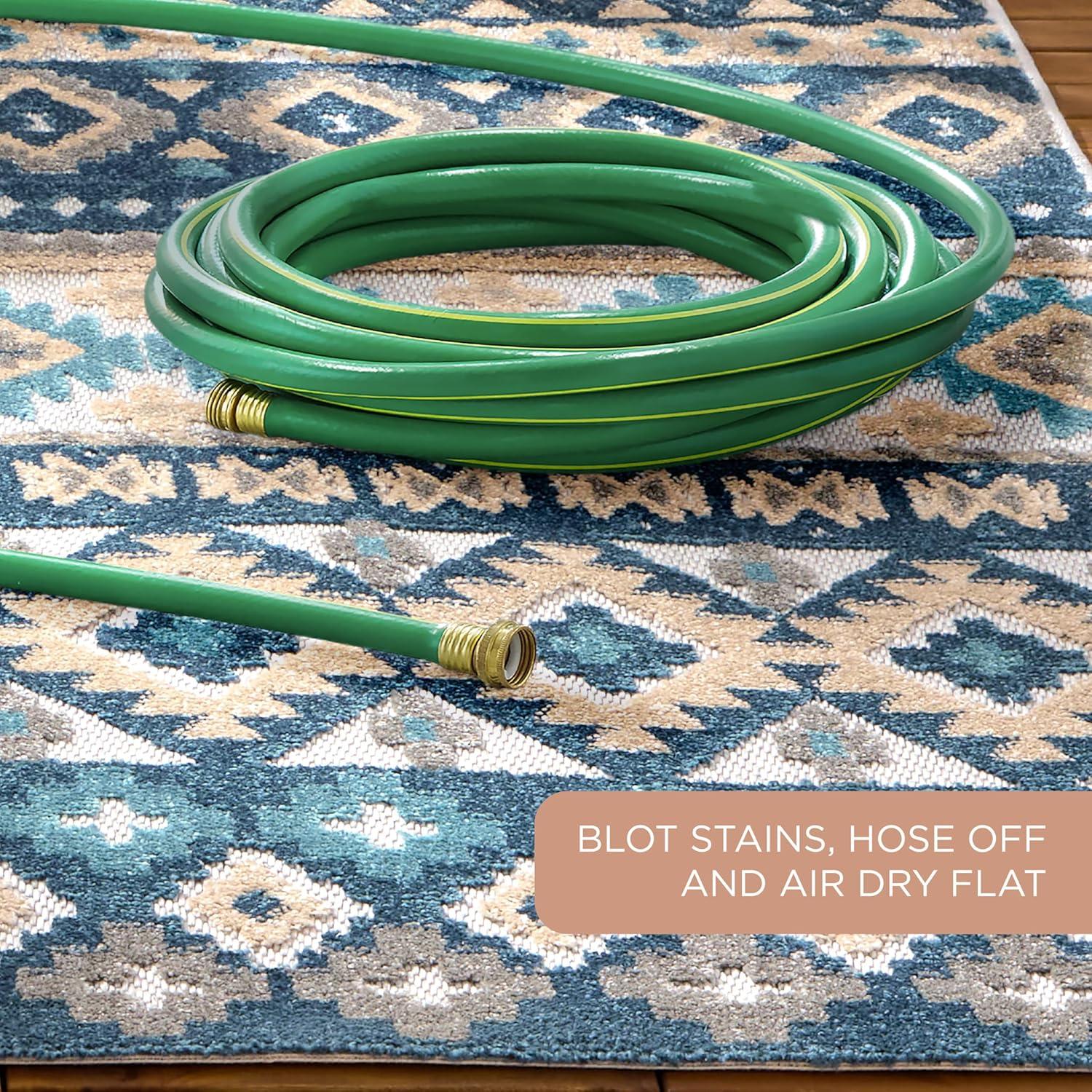 TOWN & COUNTRY EVERYDAY Dahlia Southwestern Stripe Outdoor Rug Blue Multi