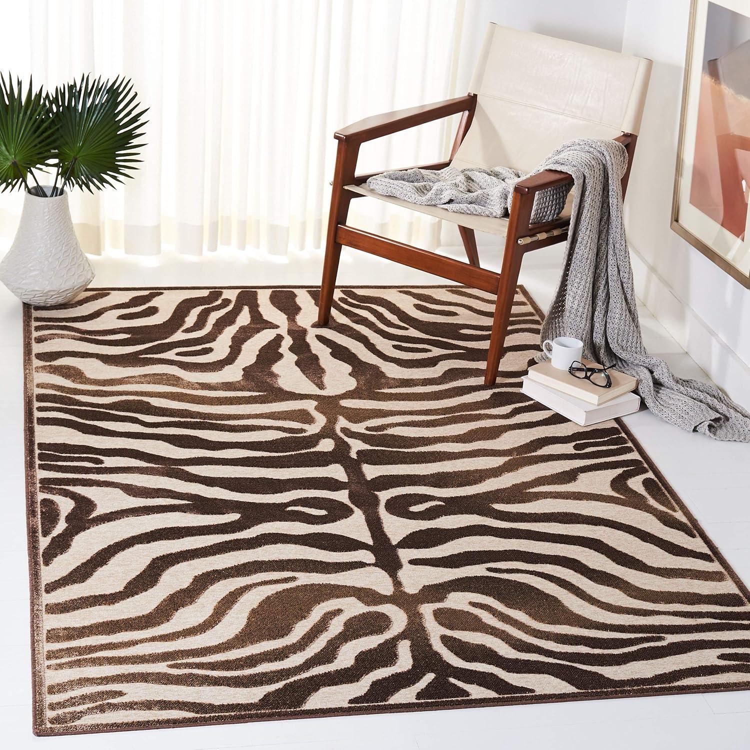 Paradise PAR83 Power Loomed Area Rug - Creme/Brown - 5'3"x7'6" - Safavieh.
