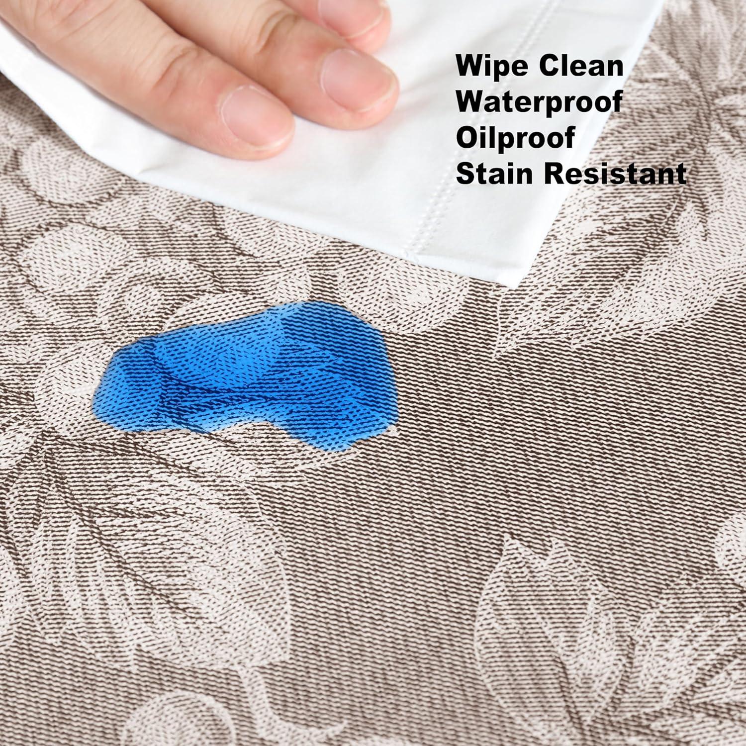 Taupe Grapevine Print Vinyl Tablecloth with Flannel Backing