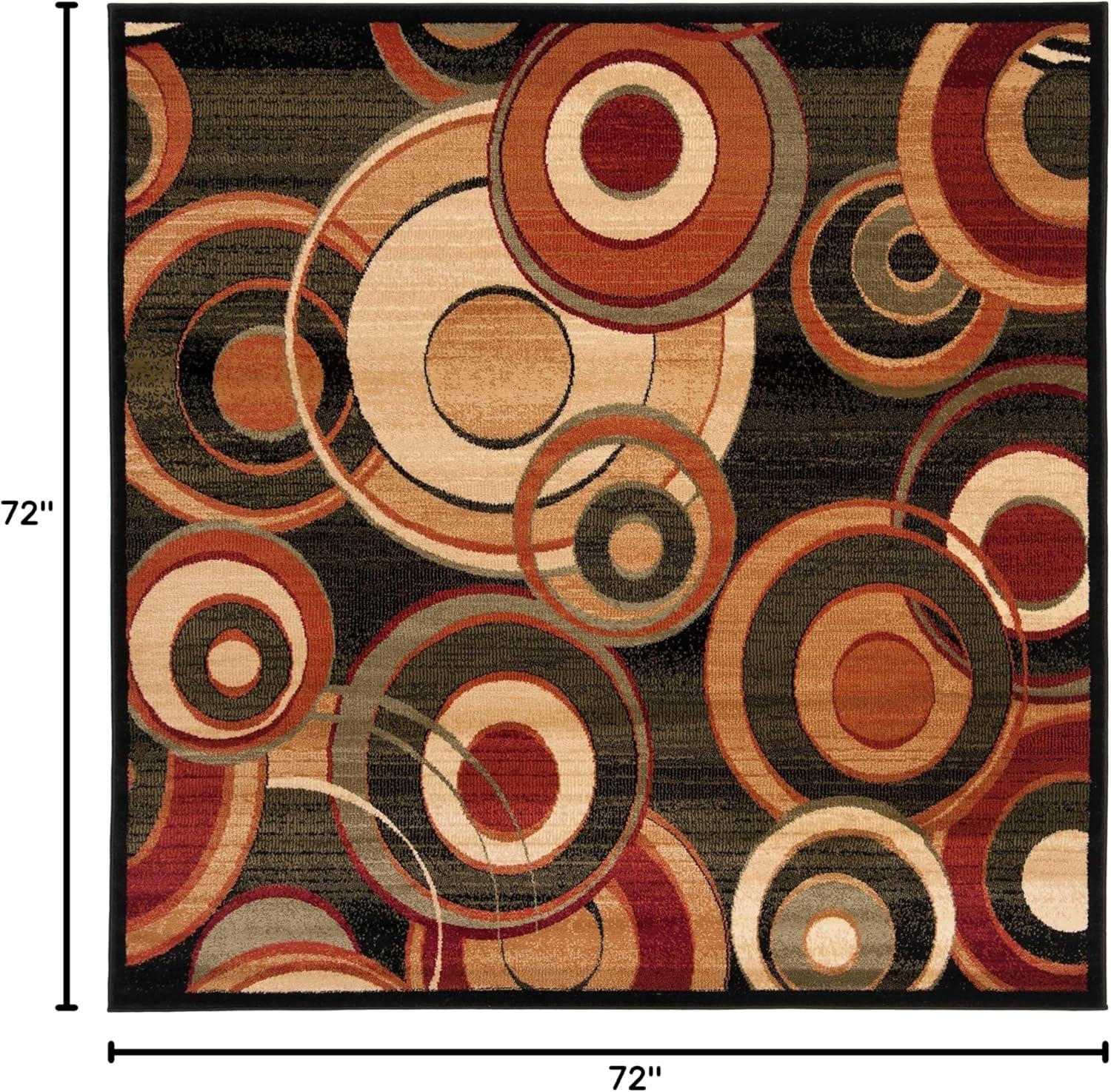 Lyndhurst LNH225 Power Loomed Area Rug - Black/Multi - 6'x6' - Safavieh