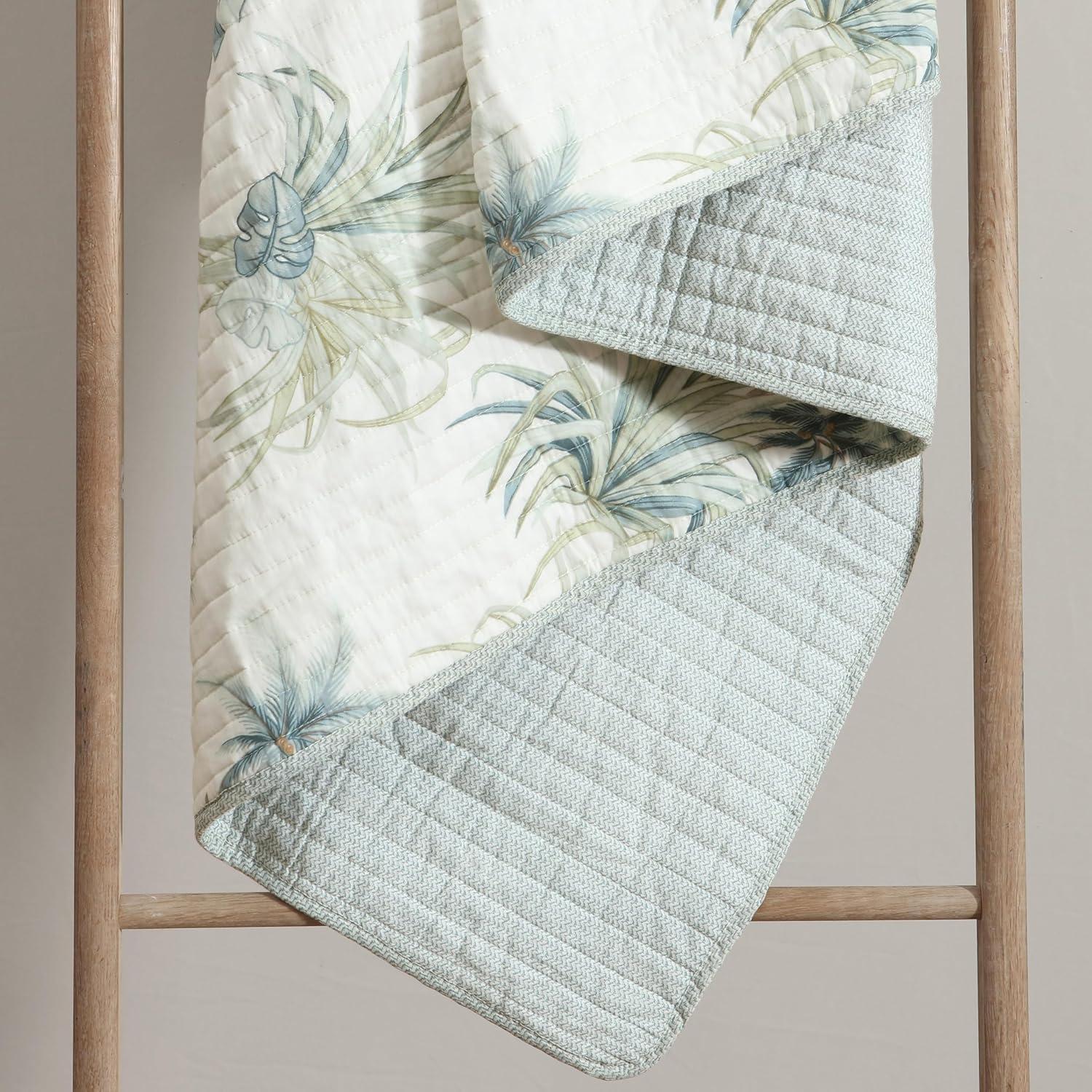 Tommy Bahama Serenity Palms Aqua Cotton Reversible Quilt