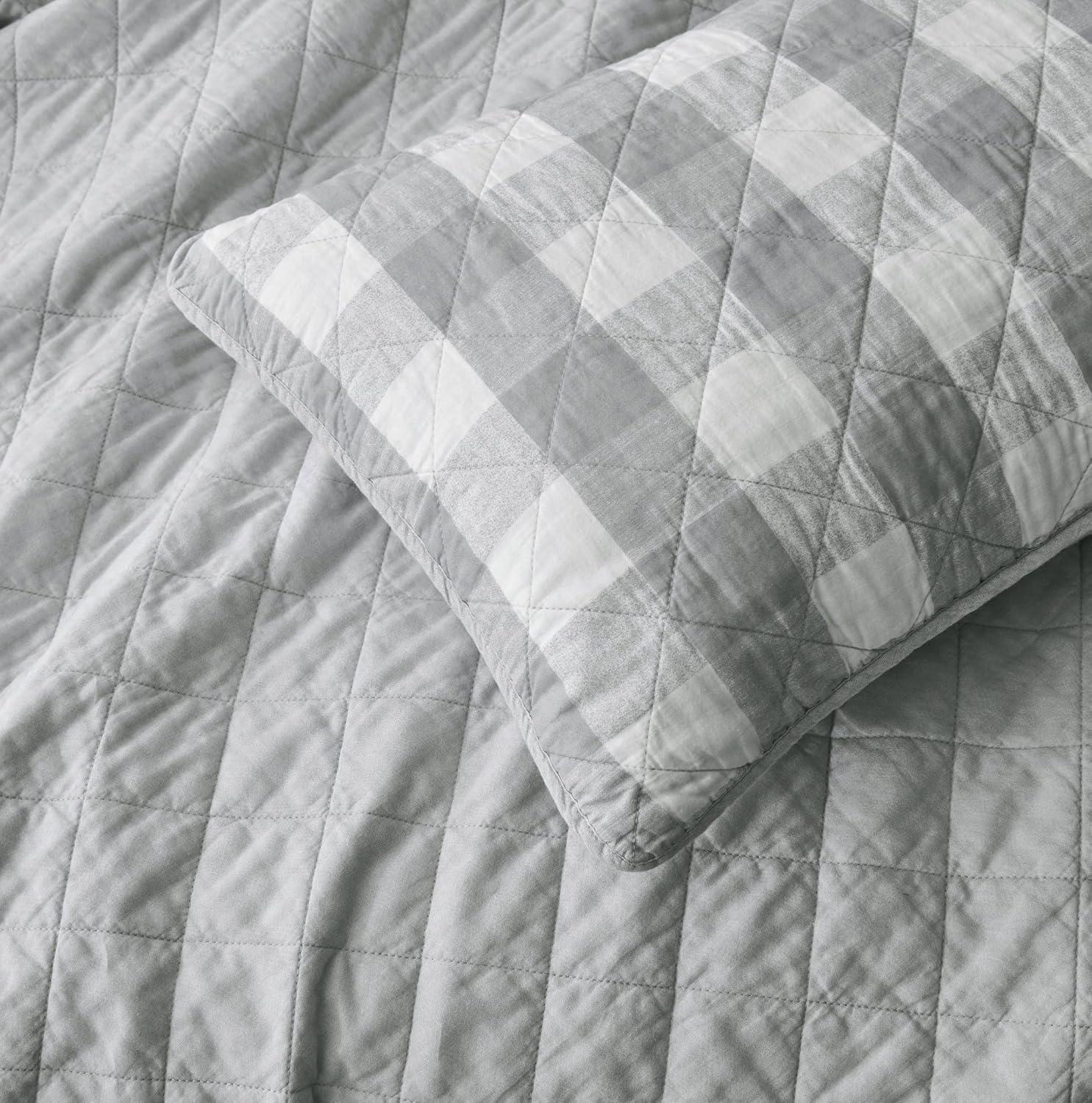 Chezmoi Collection Cotton Plaid Quilt Set