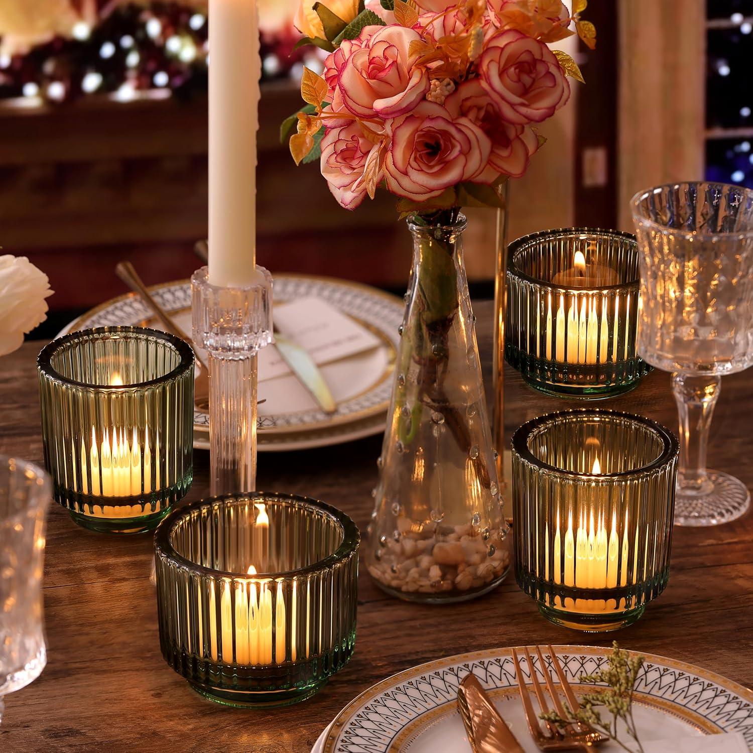 Ribbed Glass Votive Candle Holder (Set of 6)