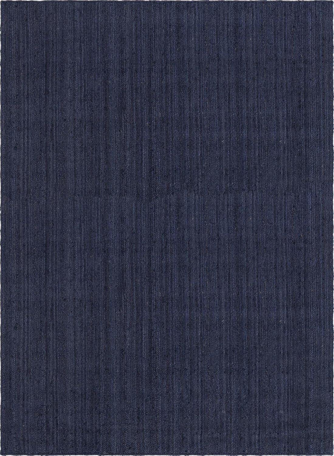 Unique Loom Braided Jute Collection Area Rug - Dhaka (10' x 14' 1" Rectangle Navy Blue)