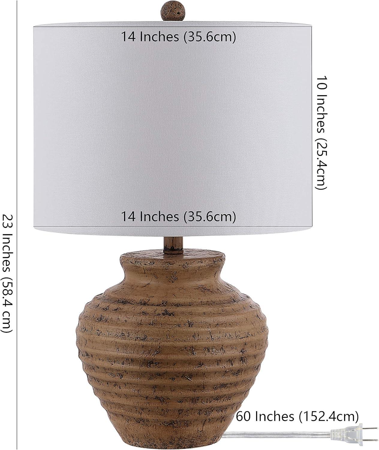 Kamryn Rustic Brown Resin Table Lamp with White Shade