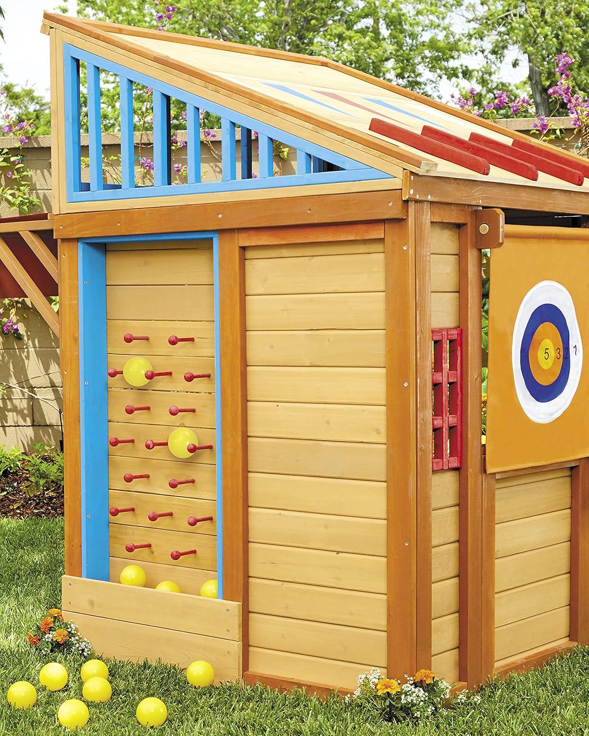 Wooden 5-in-1 Outdoor Playhouse with Games and Awning