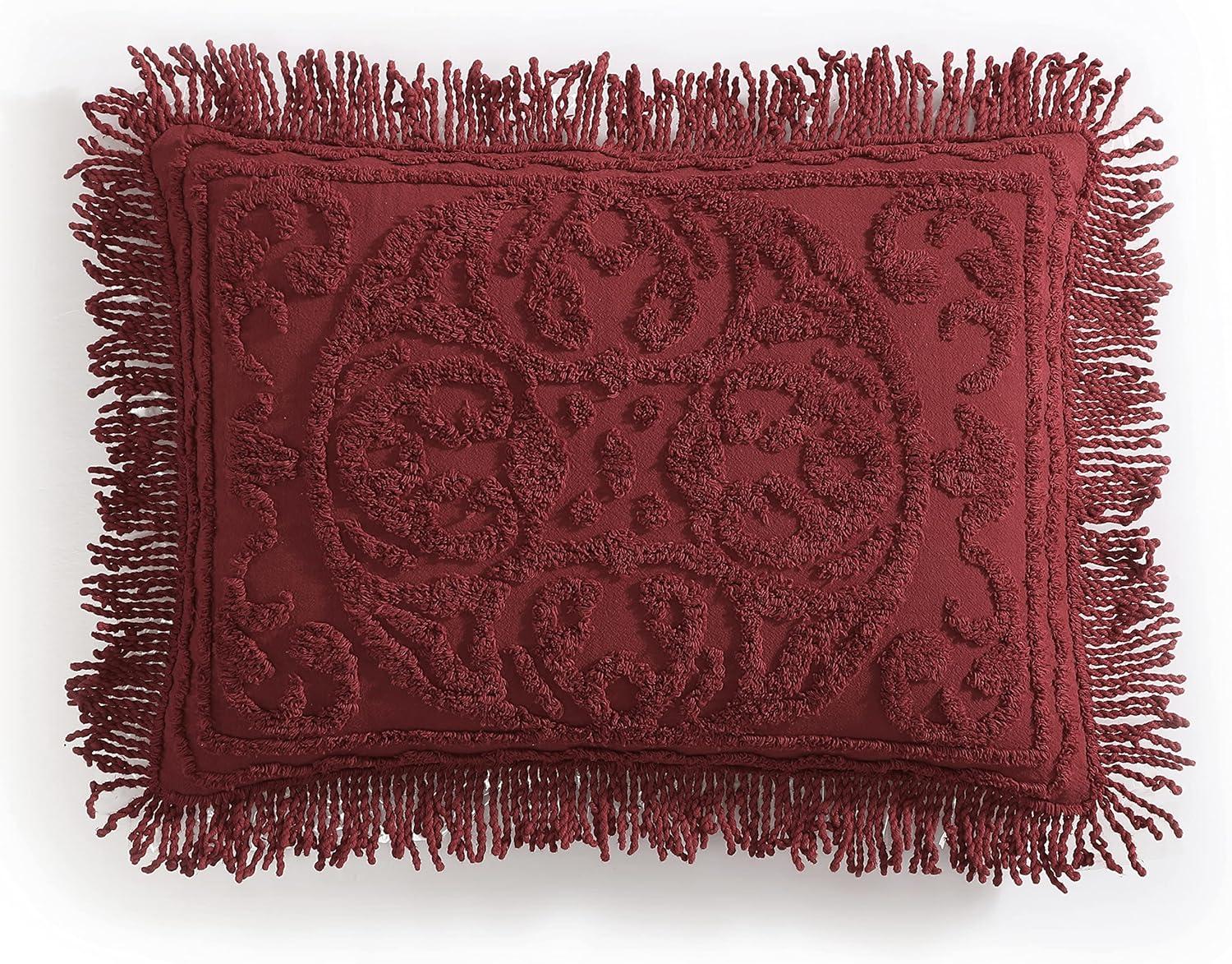 Beatrice Home Fashions Medallion Chenille King Sham Burgundy