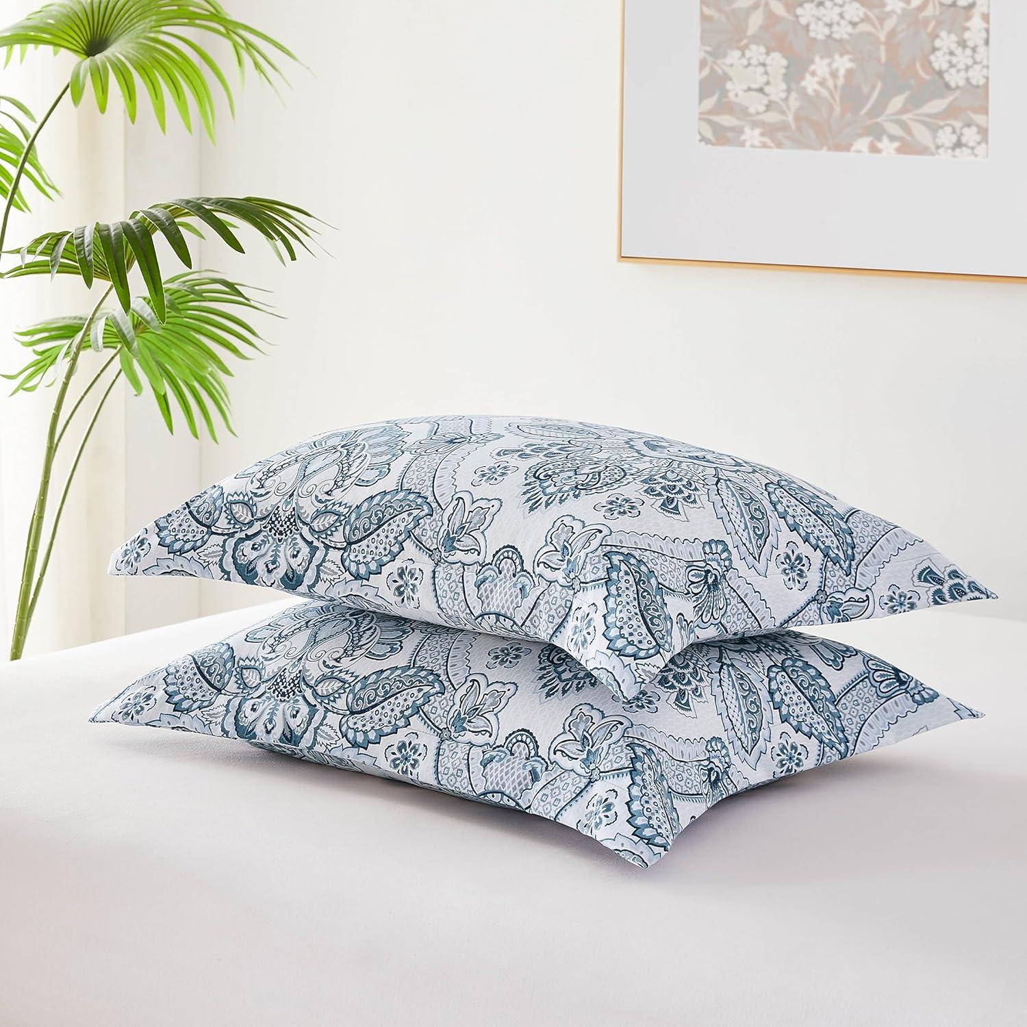 Enchantment Blue Paisley Boho Queen Duvet Cover Set