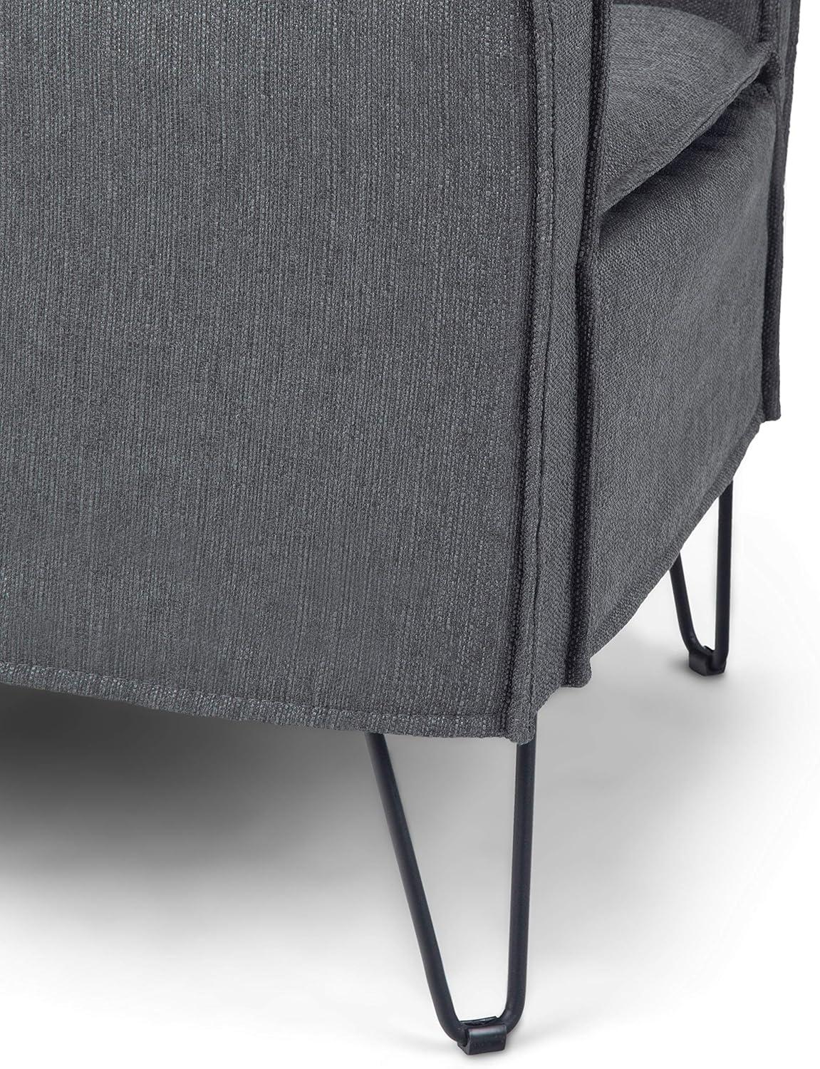 Slate Grey Faux Leather Handcrafted Wood Accent Chair