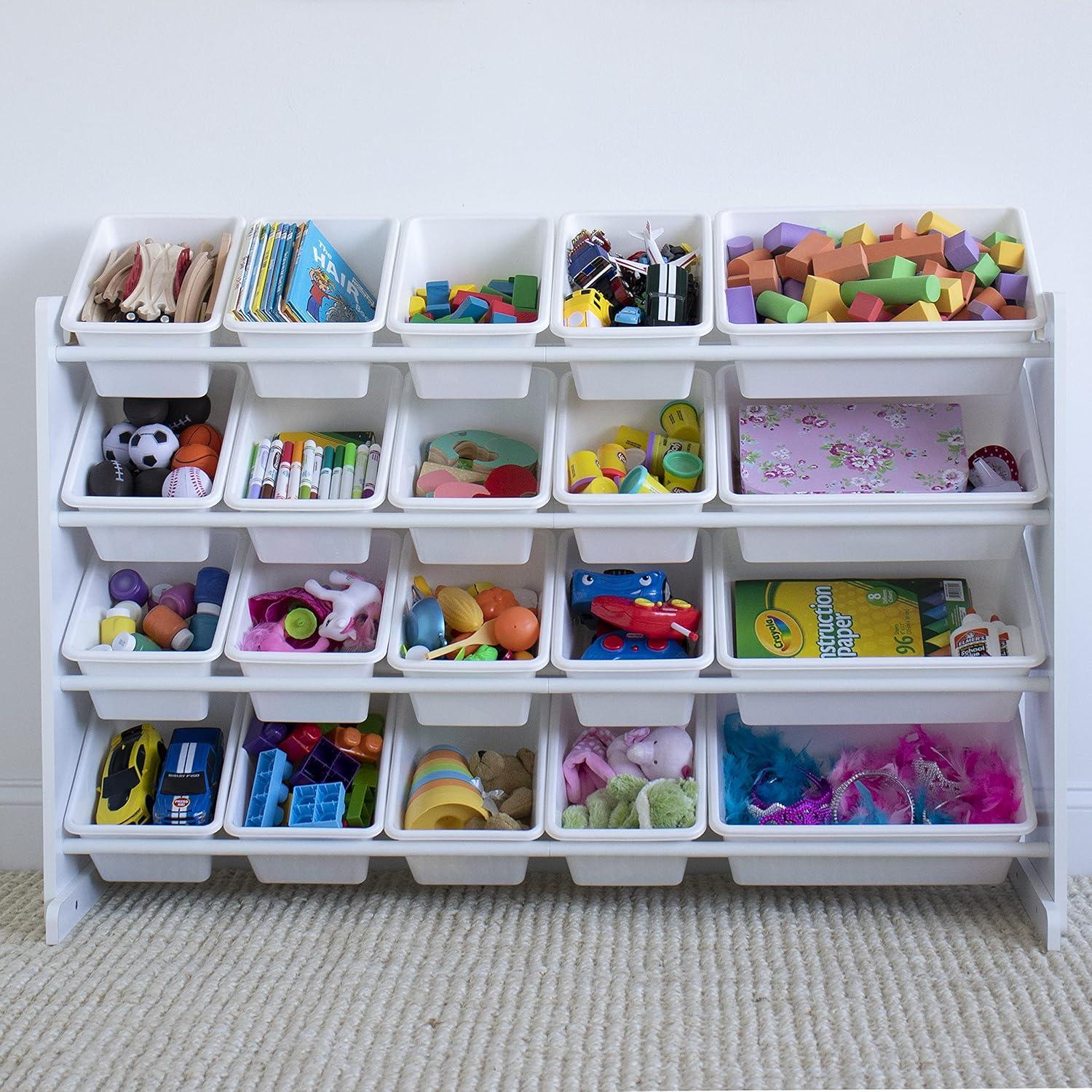 Cambridge Extra Large Kids' Toy Storage Organizer with 20 Storage Bins White - Humble Crew: MDF Bin Shelves, 4 Shelves