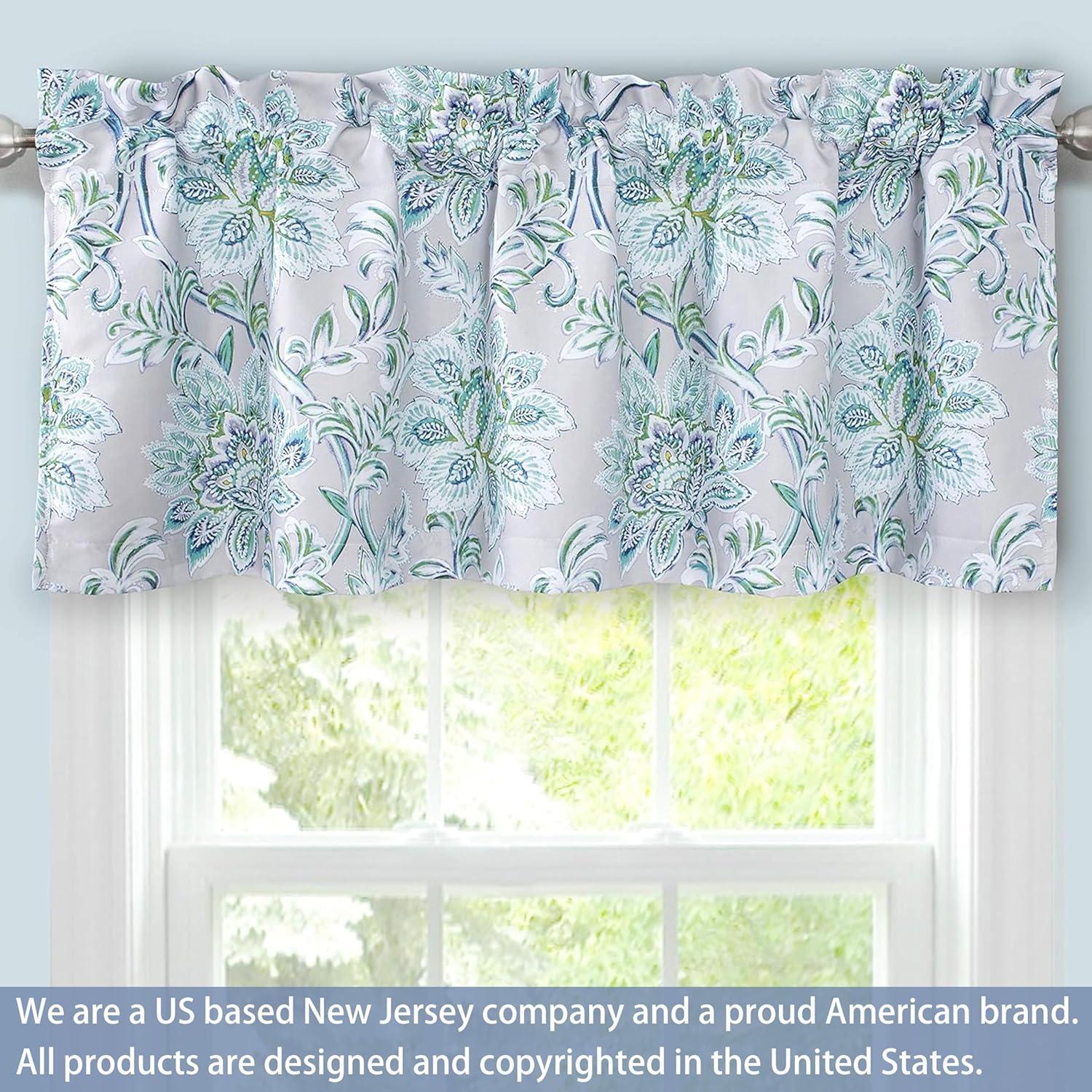 Alyssa Gray Floral Thermal Insulated Rod Pocket Valance Set