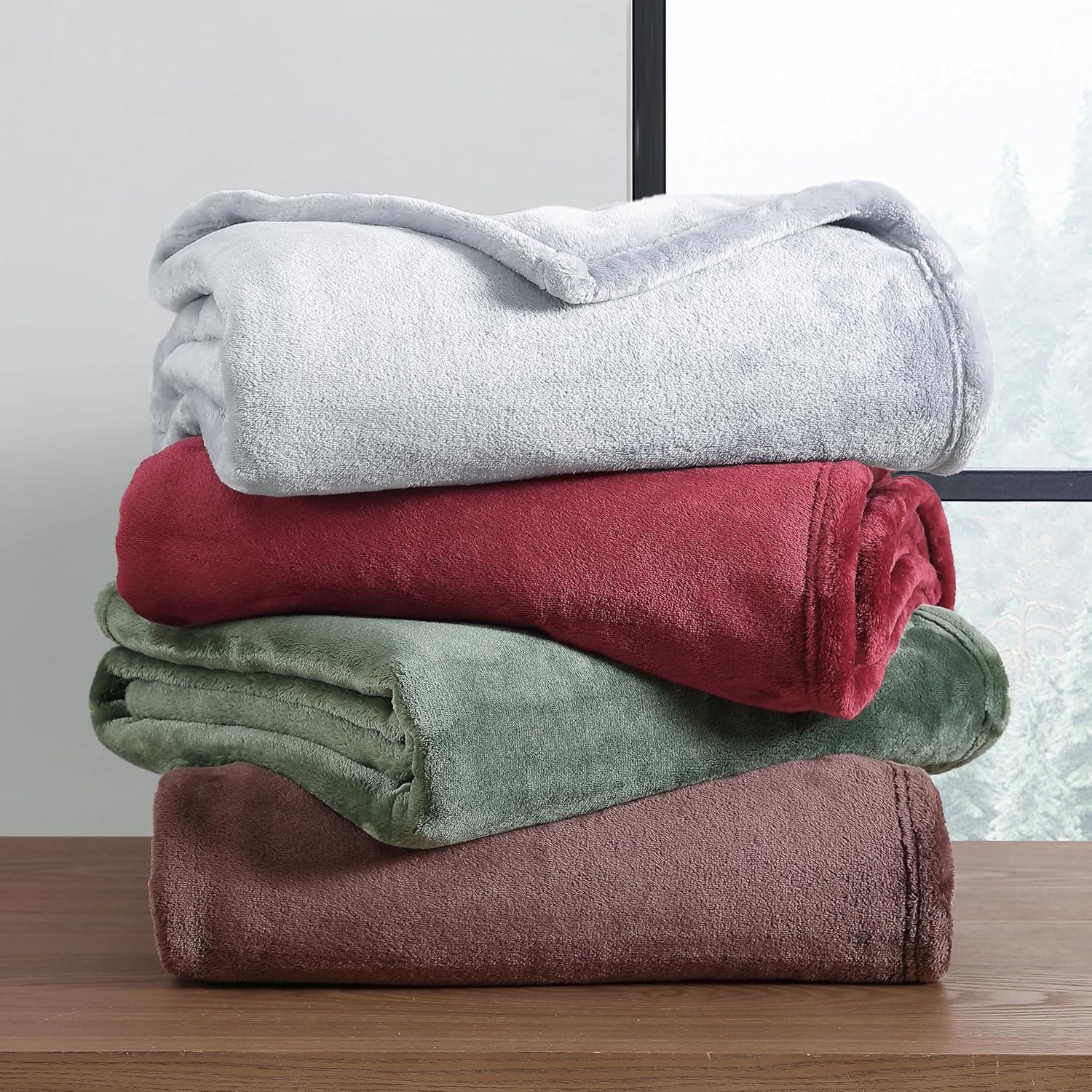 Eddie Bauer Ultra Lux Plush Solid Throw Blanket