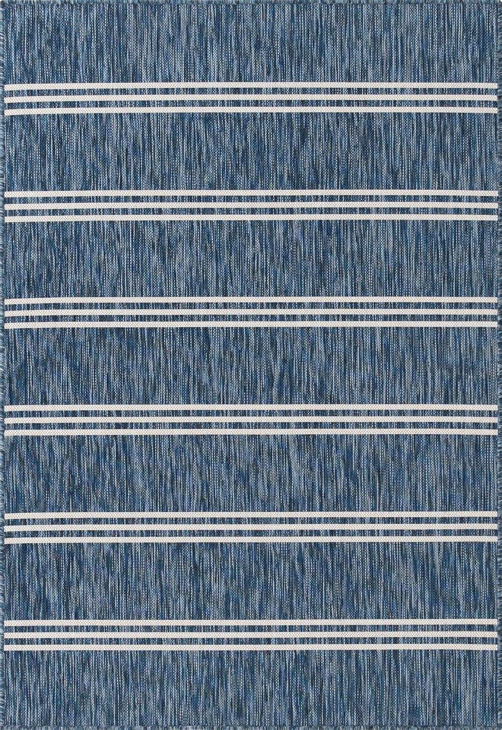 Modern Outdoor Flatweave 4' x 6' Blue Geometric Synthetic Rug