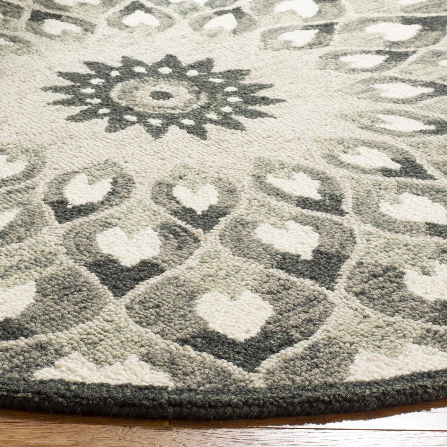 Novelty NOV603 Hand Tufted Area Rug - Charcoal/Ivory - 6' Round - Safavieh.