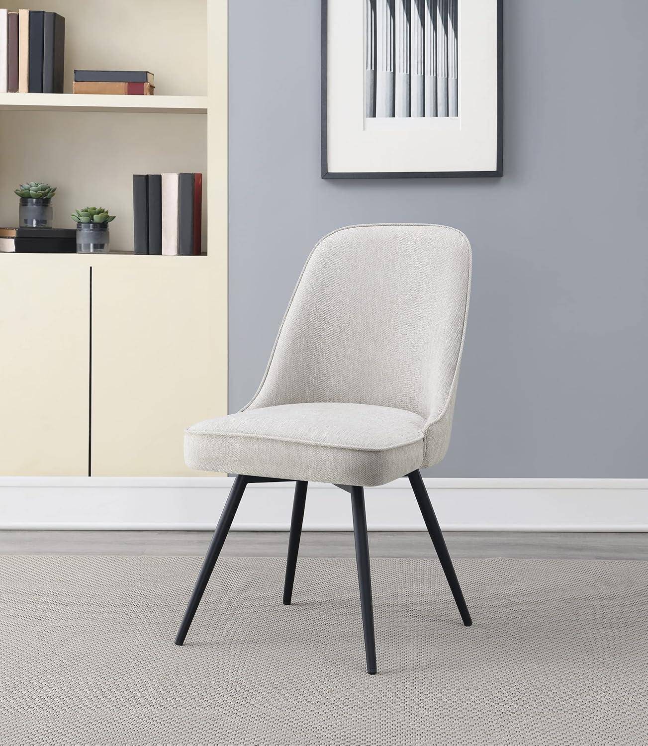 Martel Swivel Chair in Charcoal Herringbone Fabric with Black Legs