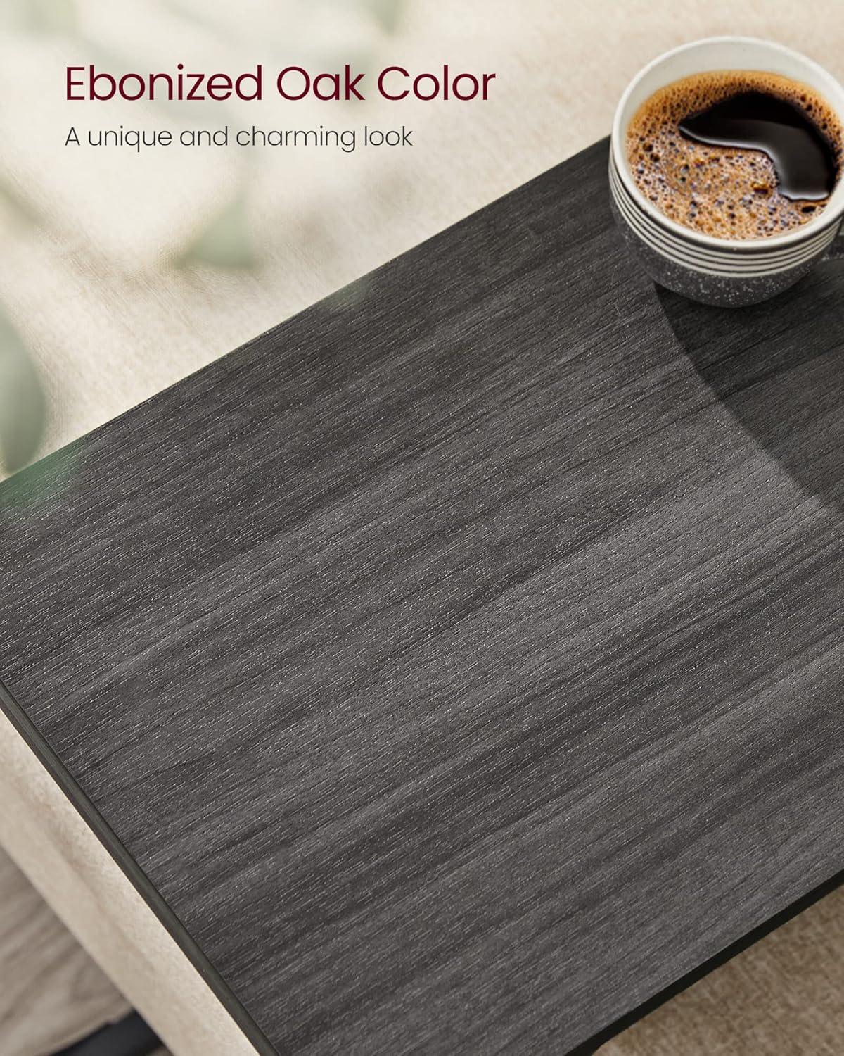 VASAGLE C-Shaped End Table, Small Side Table for Couch, Sofa Table with Metal Frame for Living Room, Bedroom, Bedside, Ebonized Oak and Black