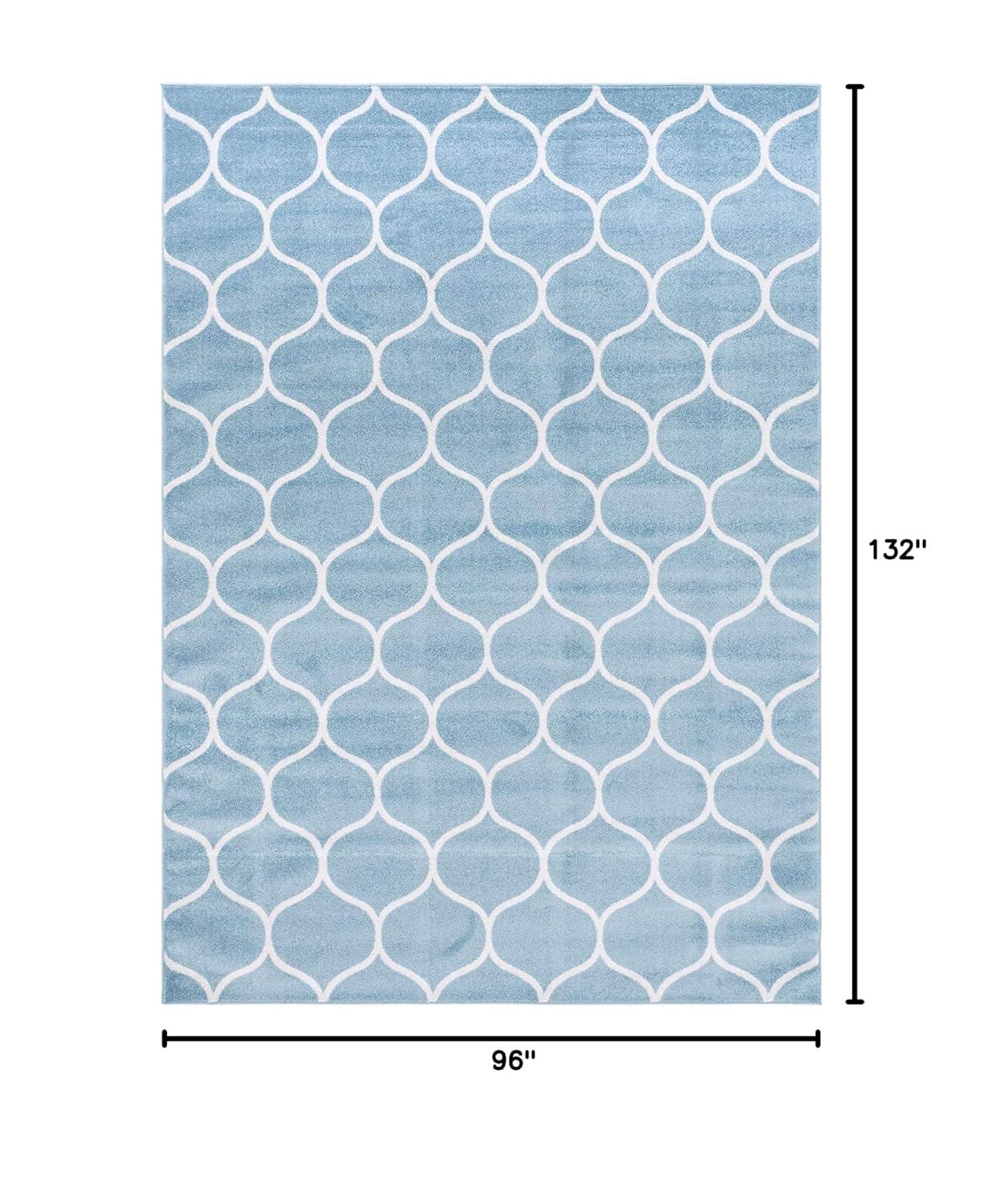 Unique Loom Trellis Frieze Collection Area Rug - Rounded (8' x 11' Rectangle Light Blue/Ivory)