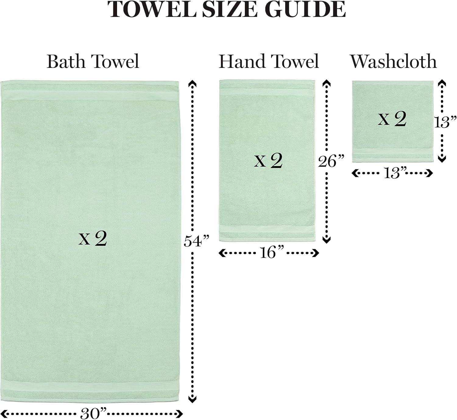 Mint Green 100% Cotton 6-Piece Bath Towel Set