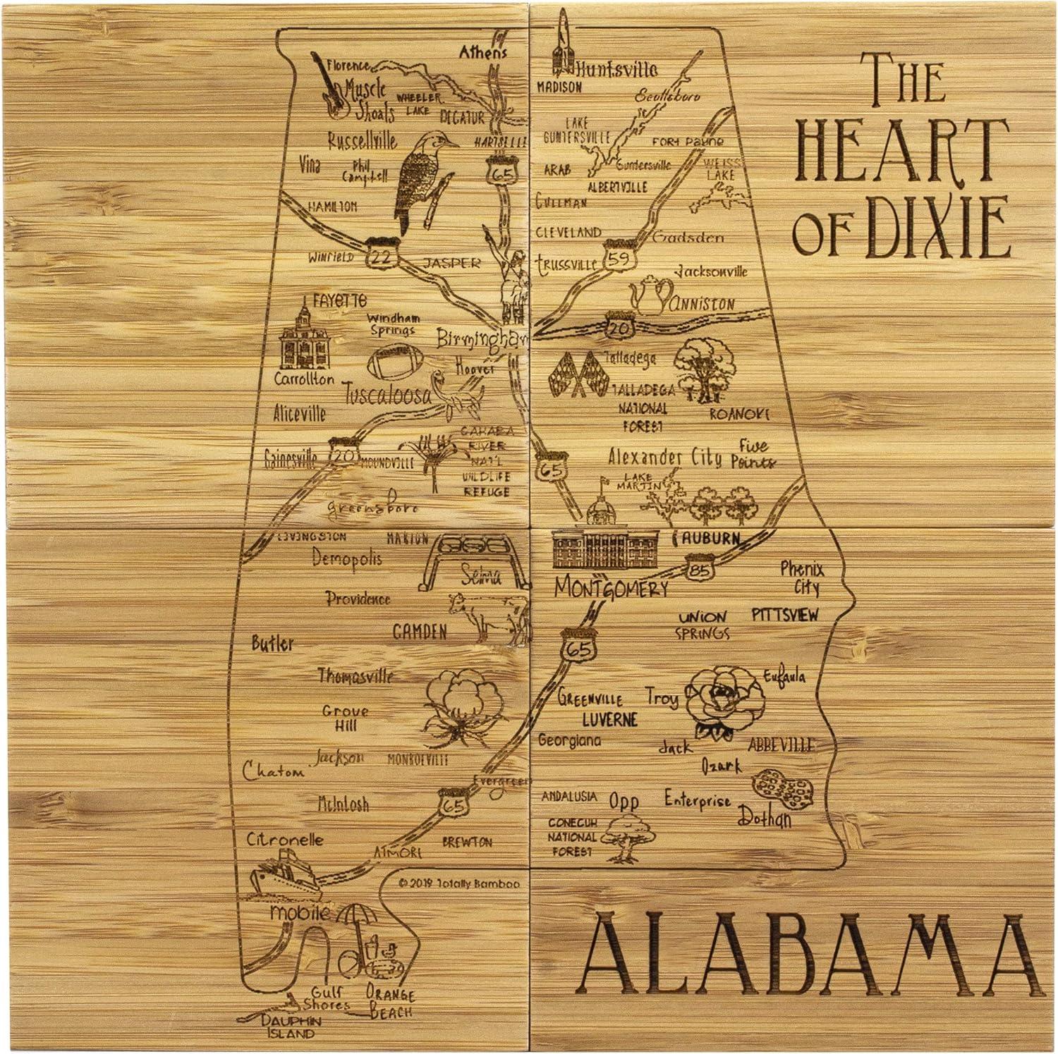 Georgia State Bamboo Puzzle Coaster Set with Case