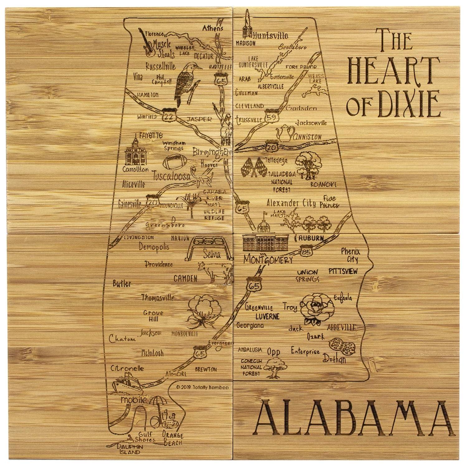 Georgia State Bamboo Puzzle Coaster Set with Case