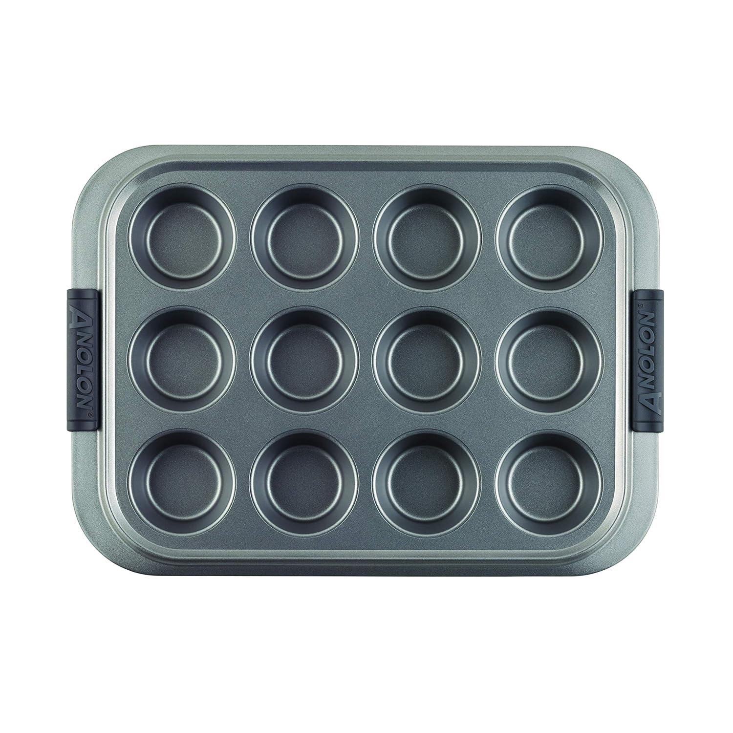 Anolon Anolon Advanced Bakeware Nonstick Muffin Pan with Lid, 12-Cup, Graphite