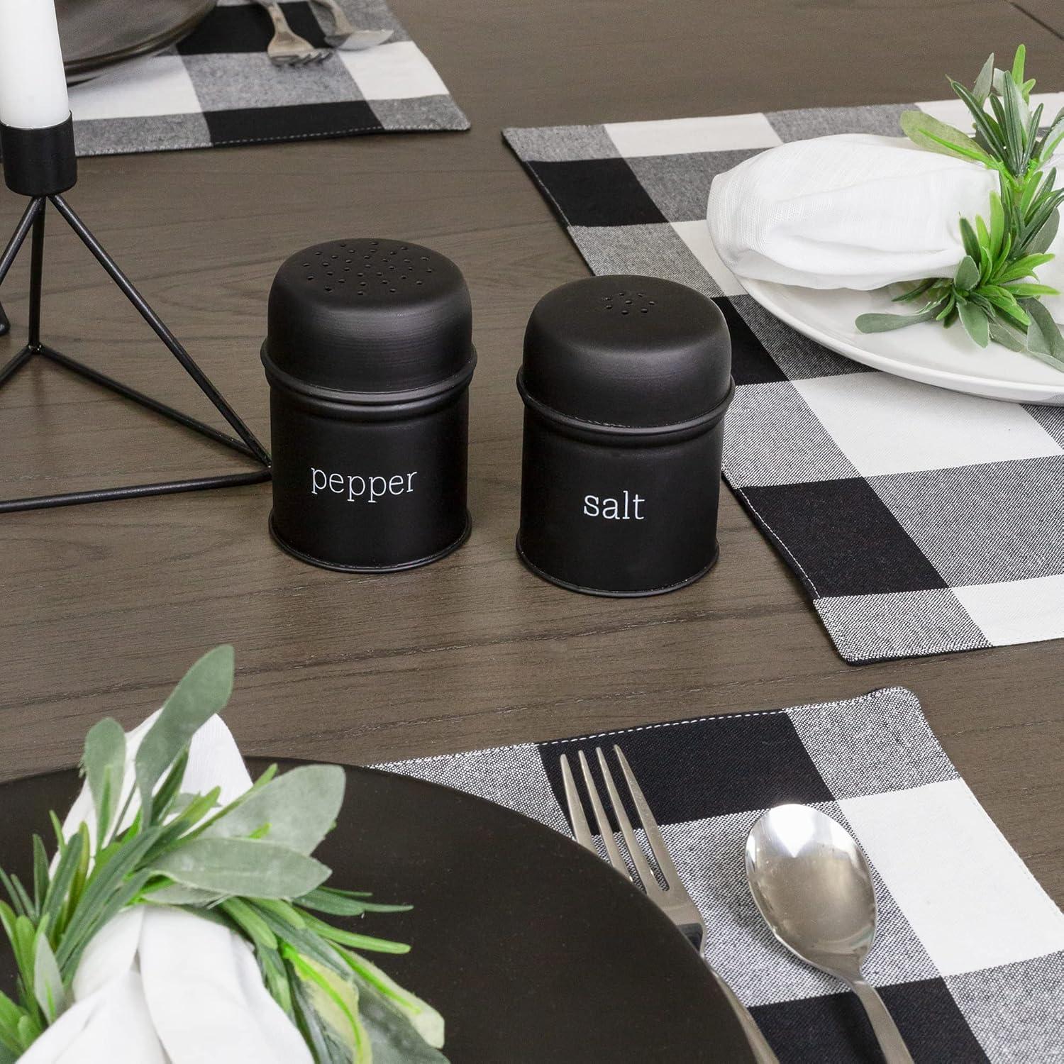 AuldHome Design Black Salt and Pepper Shaker Set; Modern Farmhouse Retro Style Shaker Set