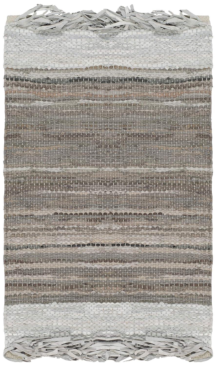 Vintage Leather VTL310 Hand Woven Indoor Accent Rug - Light Grey/Taupe - 2'x3' - Safavieh