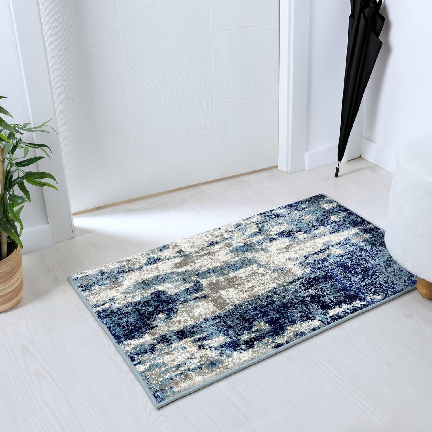 17 Stories Elkmont Abstract Light Blue/Gray Area Rug
