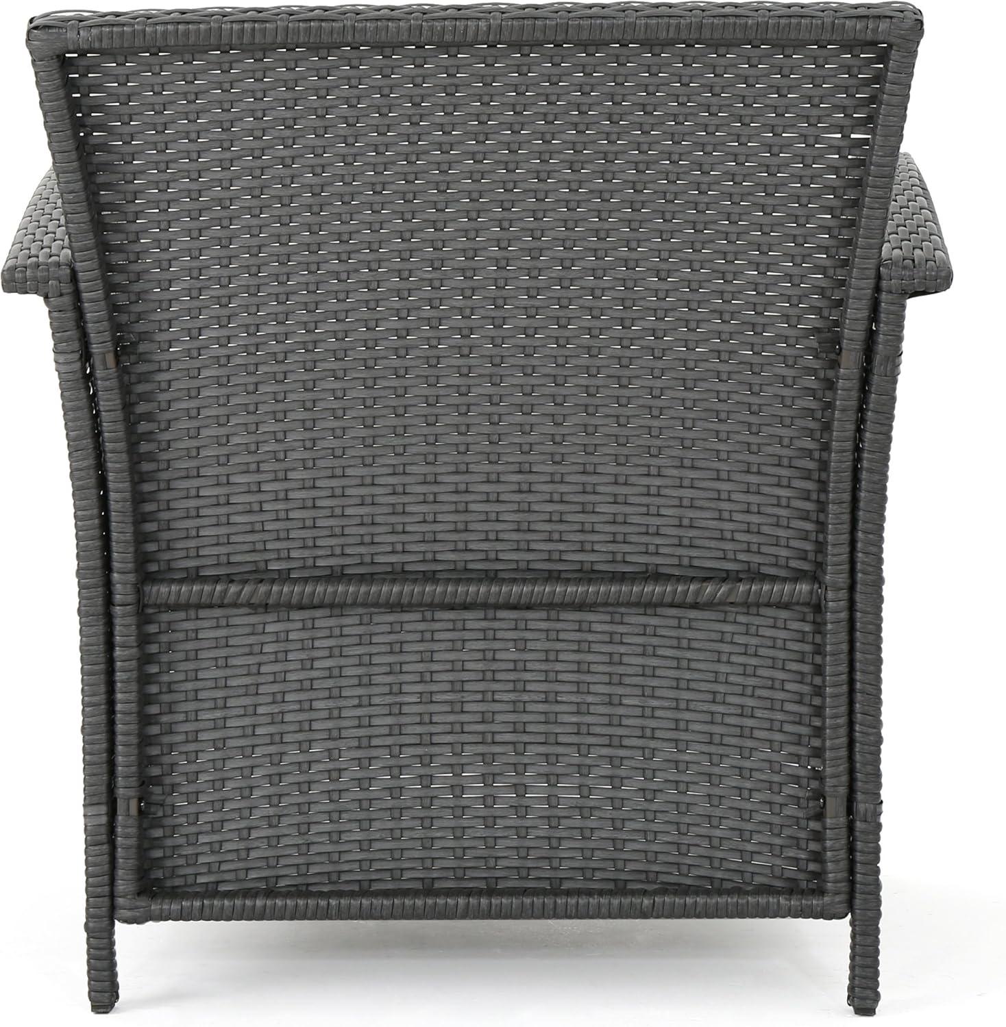 GDF Studio Raina Outdoor Wicker Club Chairs with Cushion, Set of 2, Gray and Light Gray