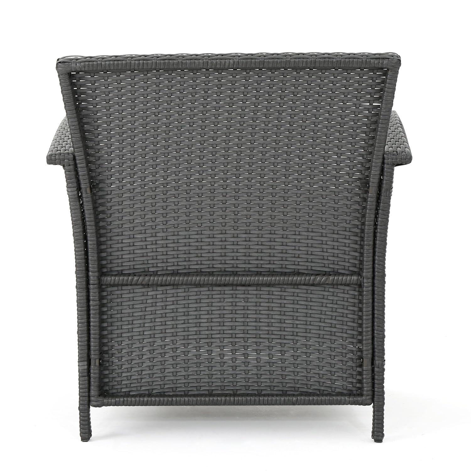 GDF Studio Raina Outdoor Wicker Club Chairs with Cushion, Set of 2, Gray and Light Gray
