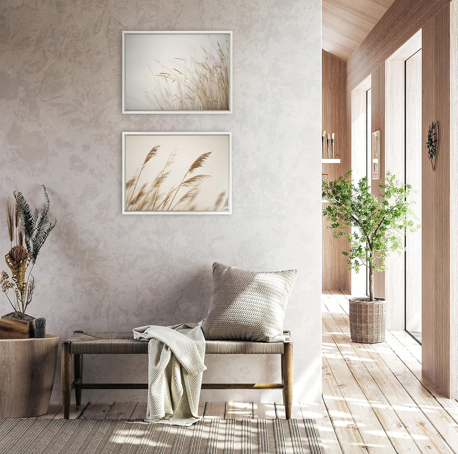 18" x 24" Sylvie Marsh Grass No 1 Framed Canvas by Crystal Lynn Collins White - Kate & Laurel All Things Decor