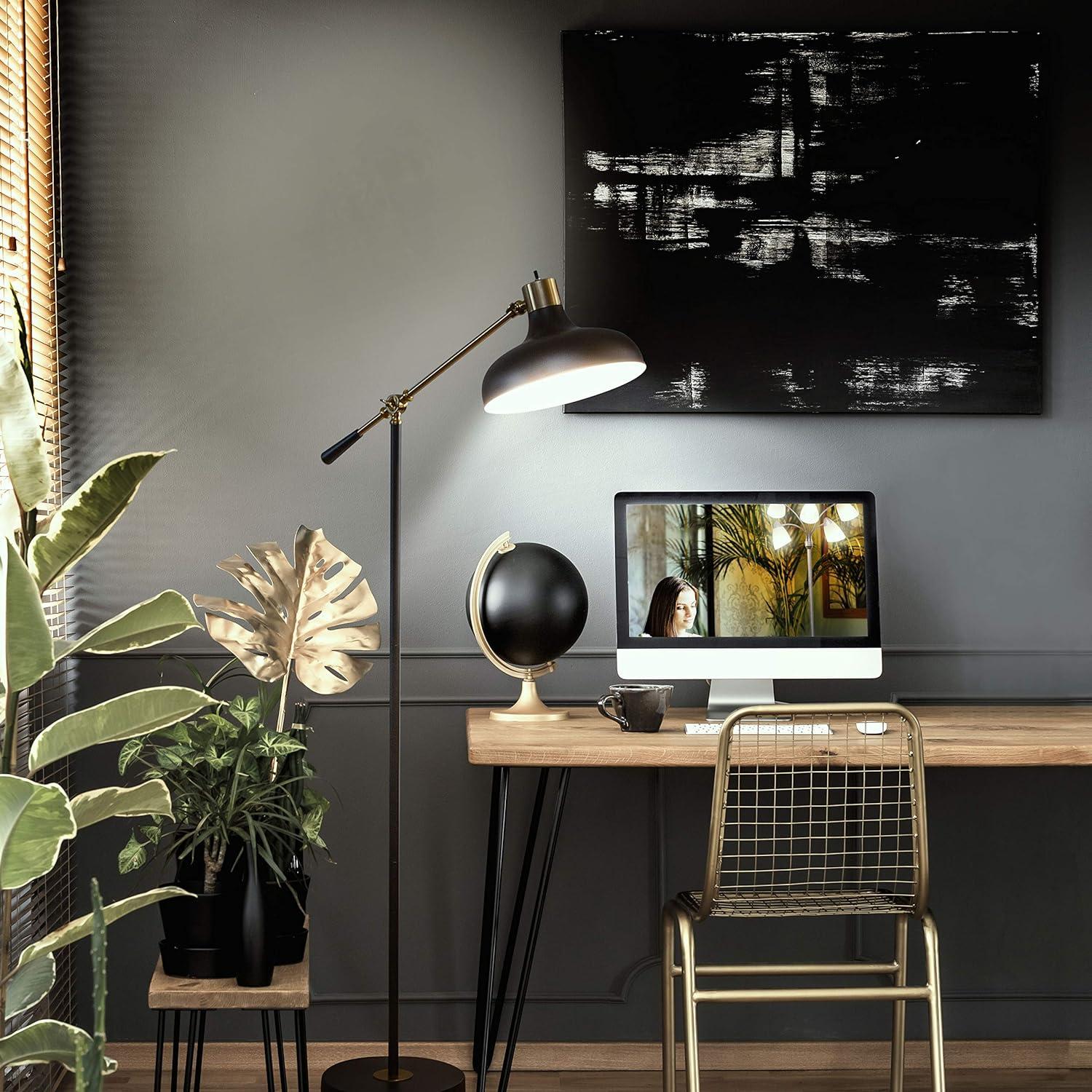 Wyatt 60" Matte Black Adjustable LED Floor Lamp with Voice Control