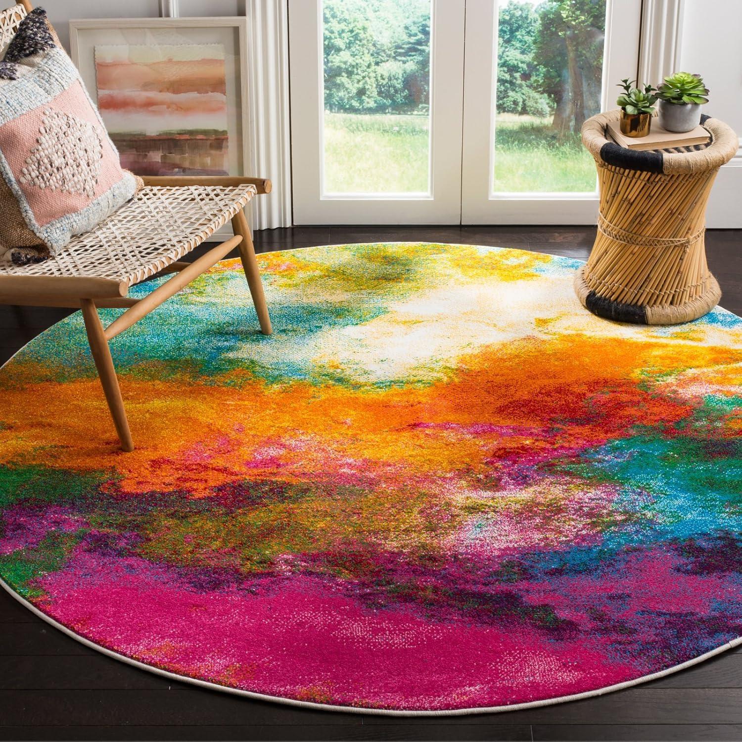 Watercolor WTC619 Power Loomed Area Rug - Orange/Green - 6'7"x9' - Safavieh.