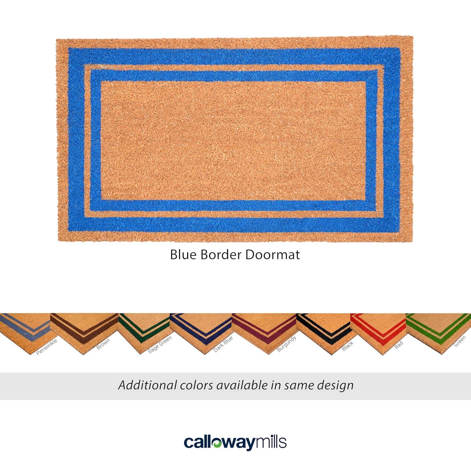 Callowaymills 2-ft x 3-ft Natural/Blue Coir/Vinyl Rectangular Indoor or outdoor Decorative Door mat
