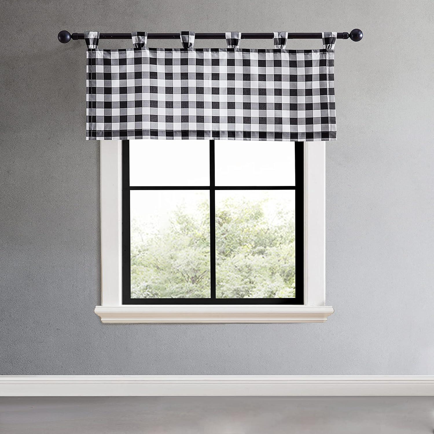 Eddie Bauer Mountain Plaid Black Tab Top Window Valance | Wayfair