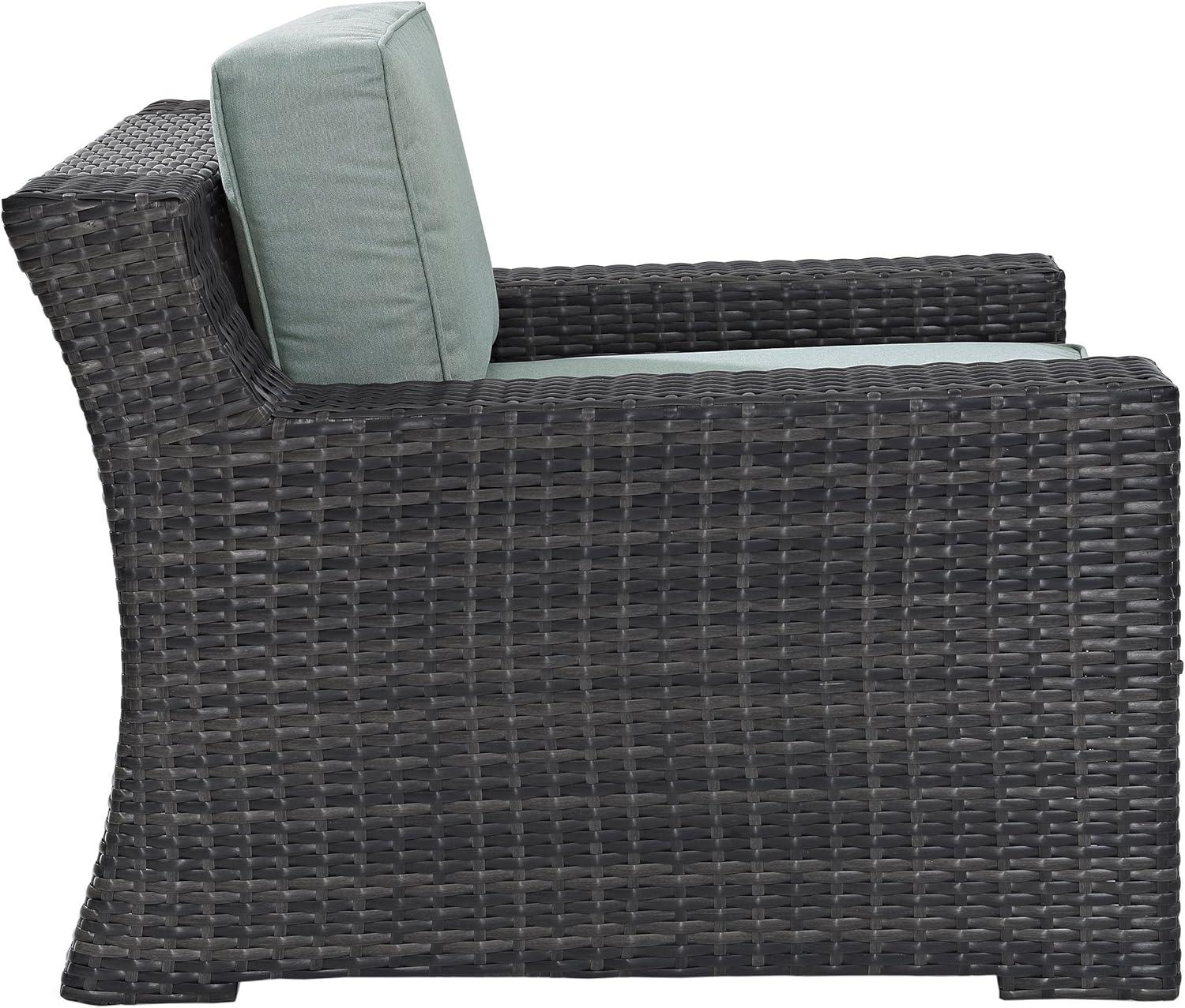 Beaufort Outdoor Steel Arm Chair Mist/Brown - Crosley: Woven Resin Wicker, Powder-Coated Frame, UV & Weather-Resistant