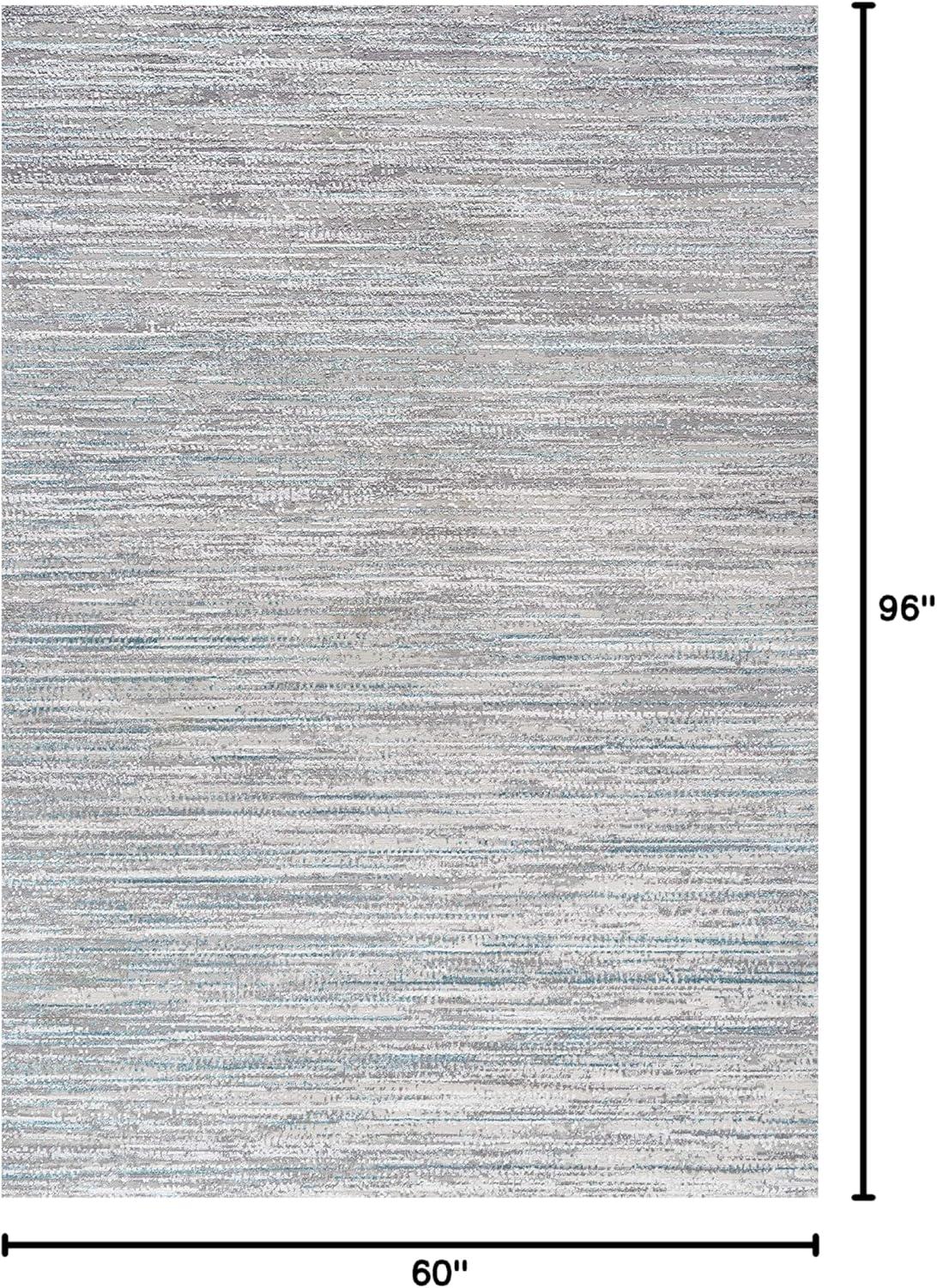5'x8' Loom Modern Strie'  Area Rug, Gray/Turquoise - JONATHAN Y