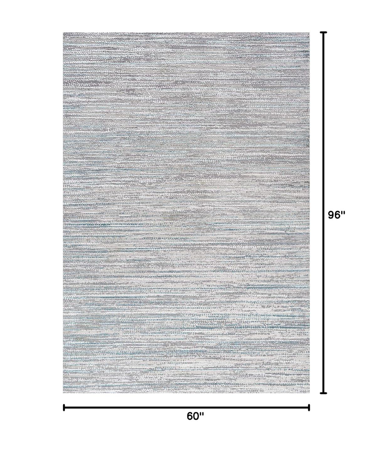 5'x8' Loom Modern Strie'  Area Rug, Gray/Turquoise - JONATHAN Y