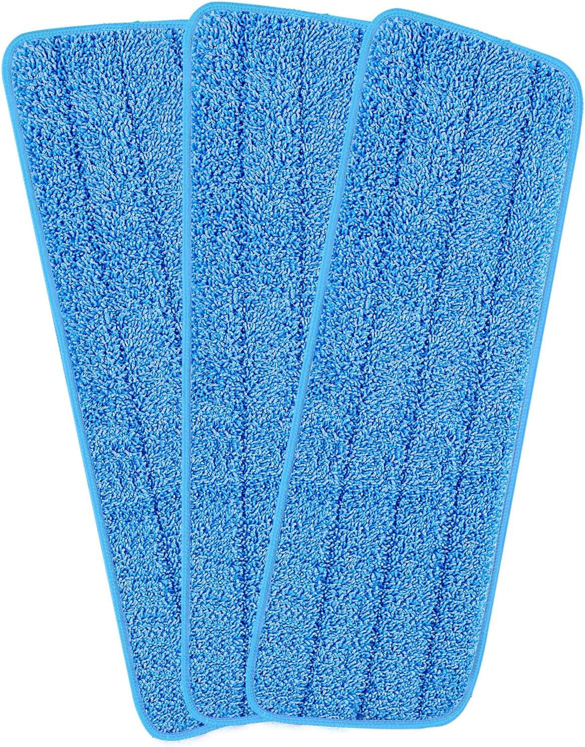 Blue Microfiber Wet/Dry Spray Mop Replacement Heads, 16.5 x 5.25 inches, Set of 3