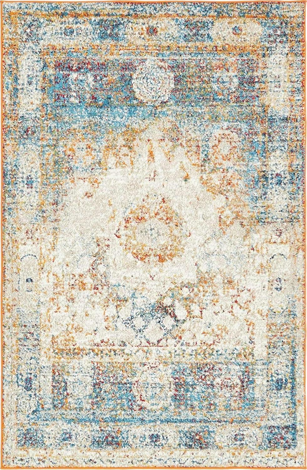 Unique Loom Rosso Collection Area Rug - Bellini (2' x 3' 1" Rectangle Beige/Blue)